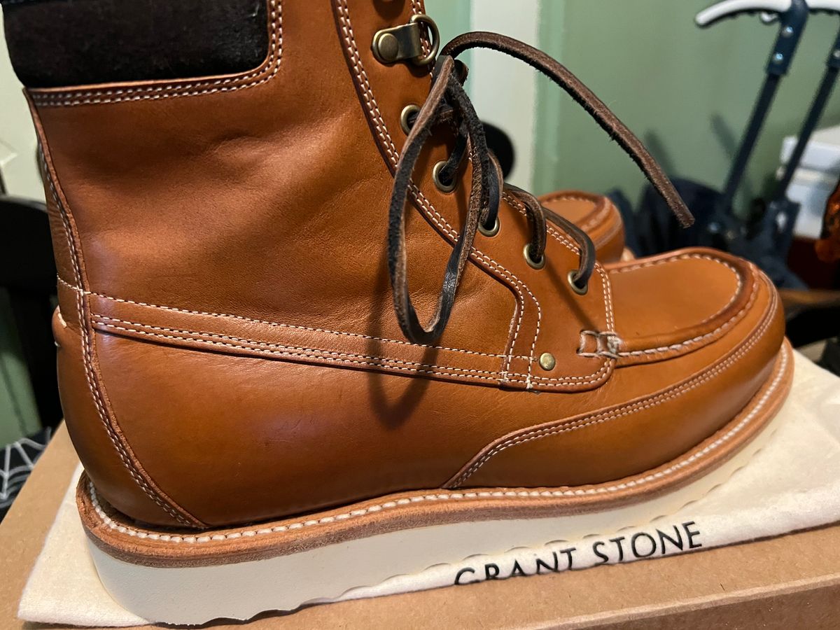 Photo by Rangerfan7676 on October 1, 2023 of the Grant Stone Field Boot in Badalassi Carlo Saddle Tan Minerva.