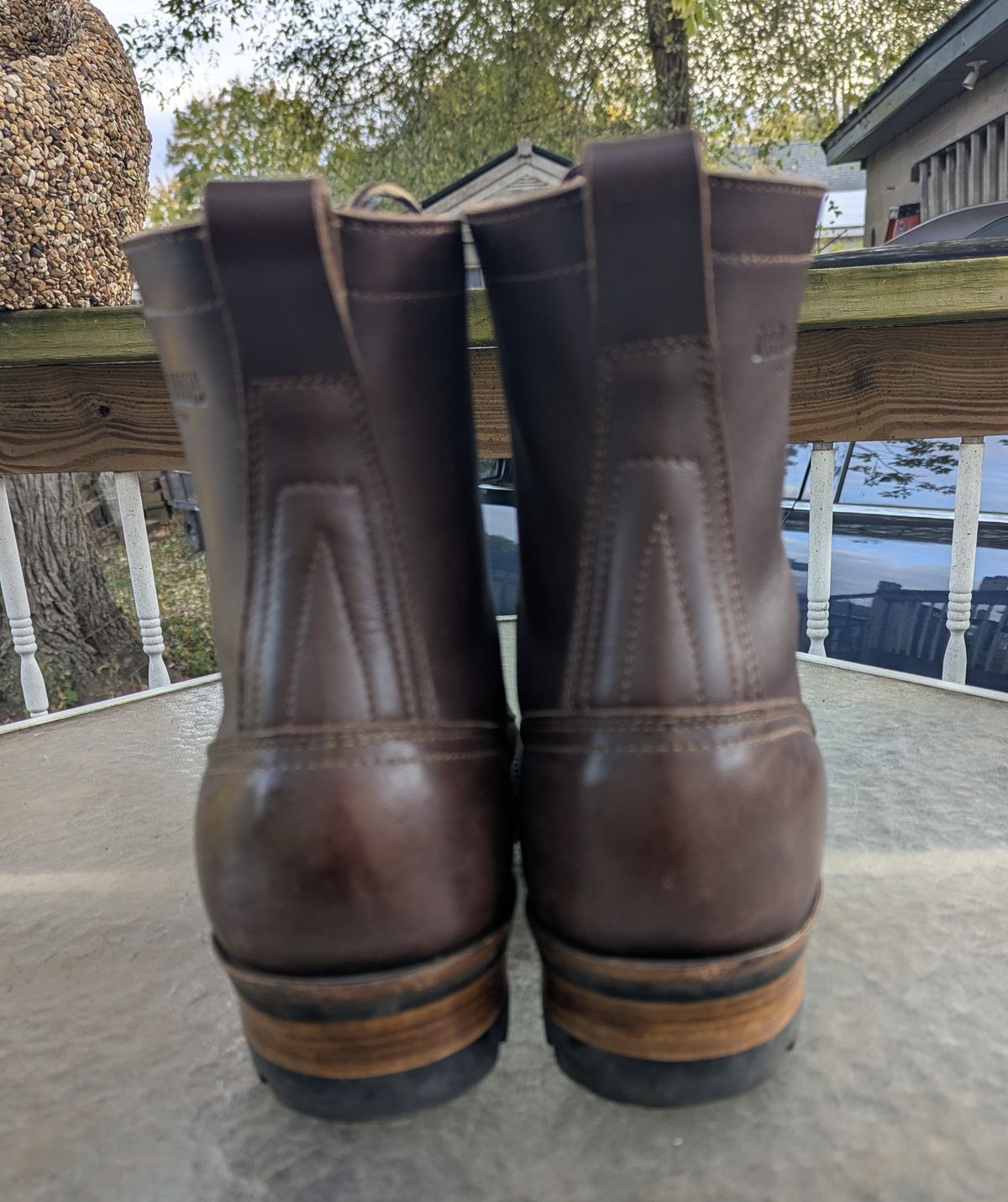 Photo by Leif on November 1, 2025 of the Drew's Boots 8-Inch Logger in Brown Smooth.