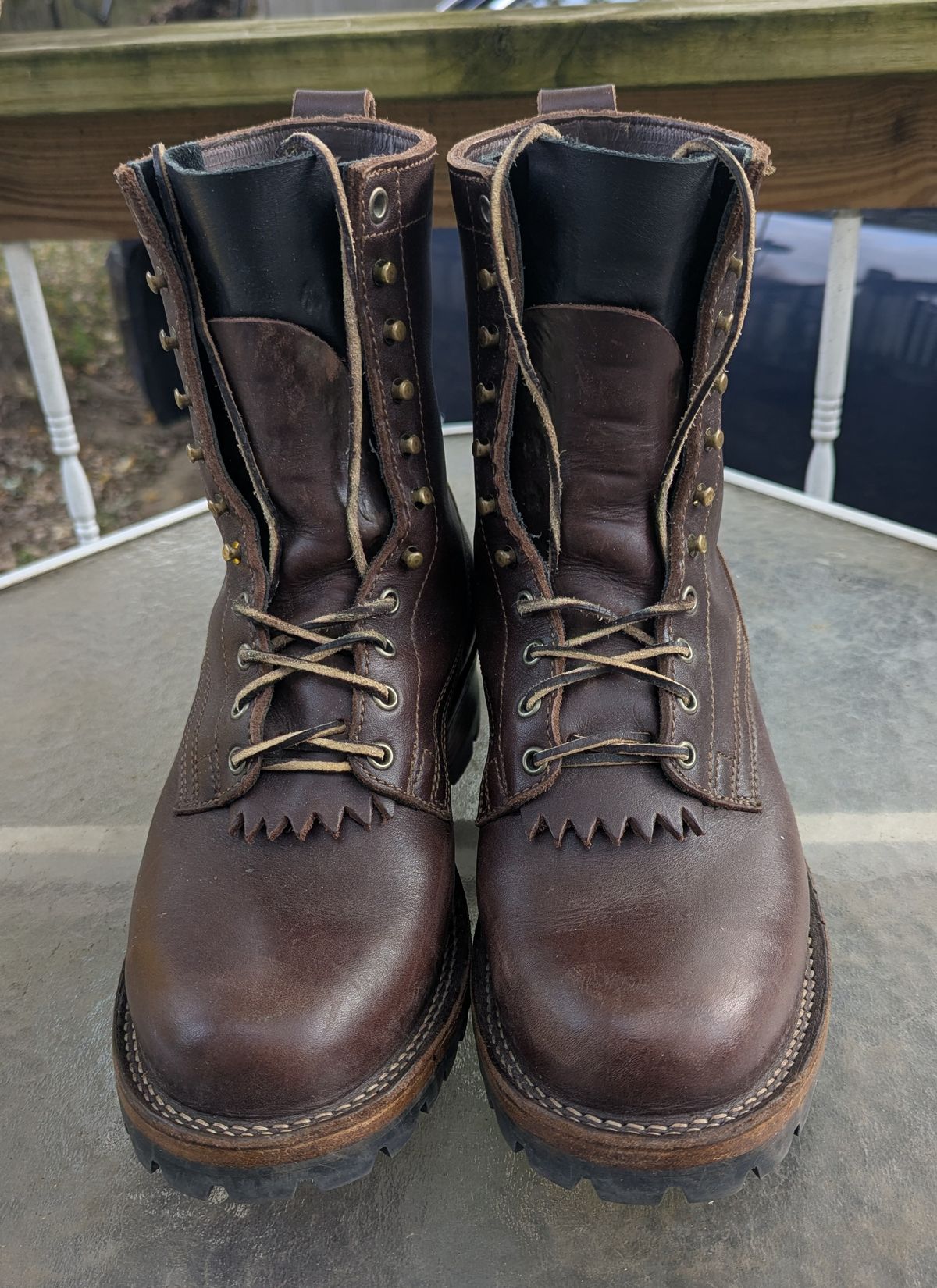 Photo by Leif on November 1, 2025 of the Drew's Boots 8-Inch Logger in Brown Smooth.