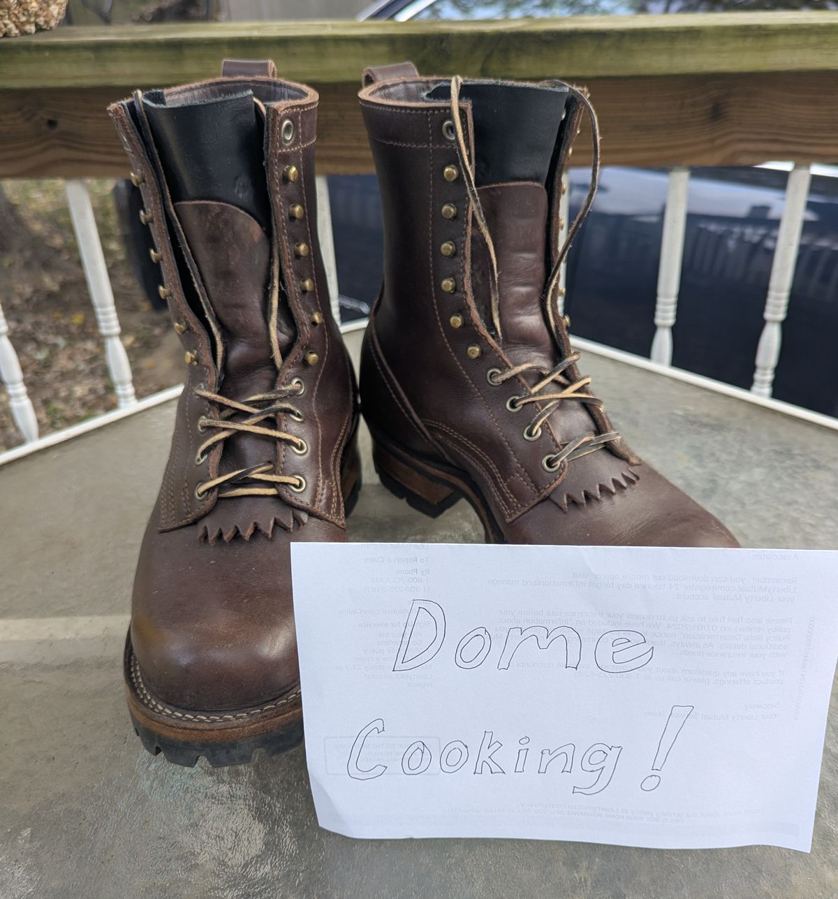 Photo by Leif on November 1, 2025 of the Drew's Boots 8-Inch Logger in Brown Smooth.