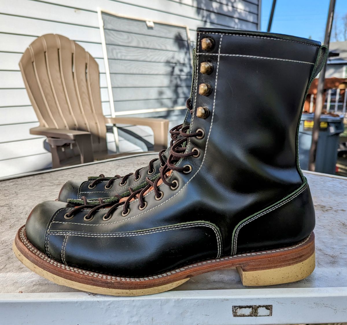 Photo by Leif on November 5, 2023 of the Moroso British Horse Lace-Up in Australian cowhide.