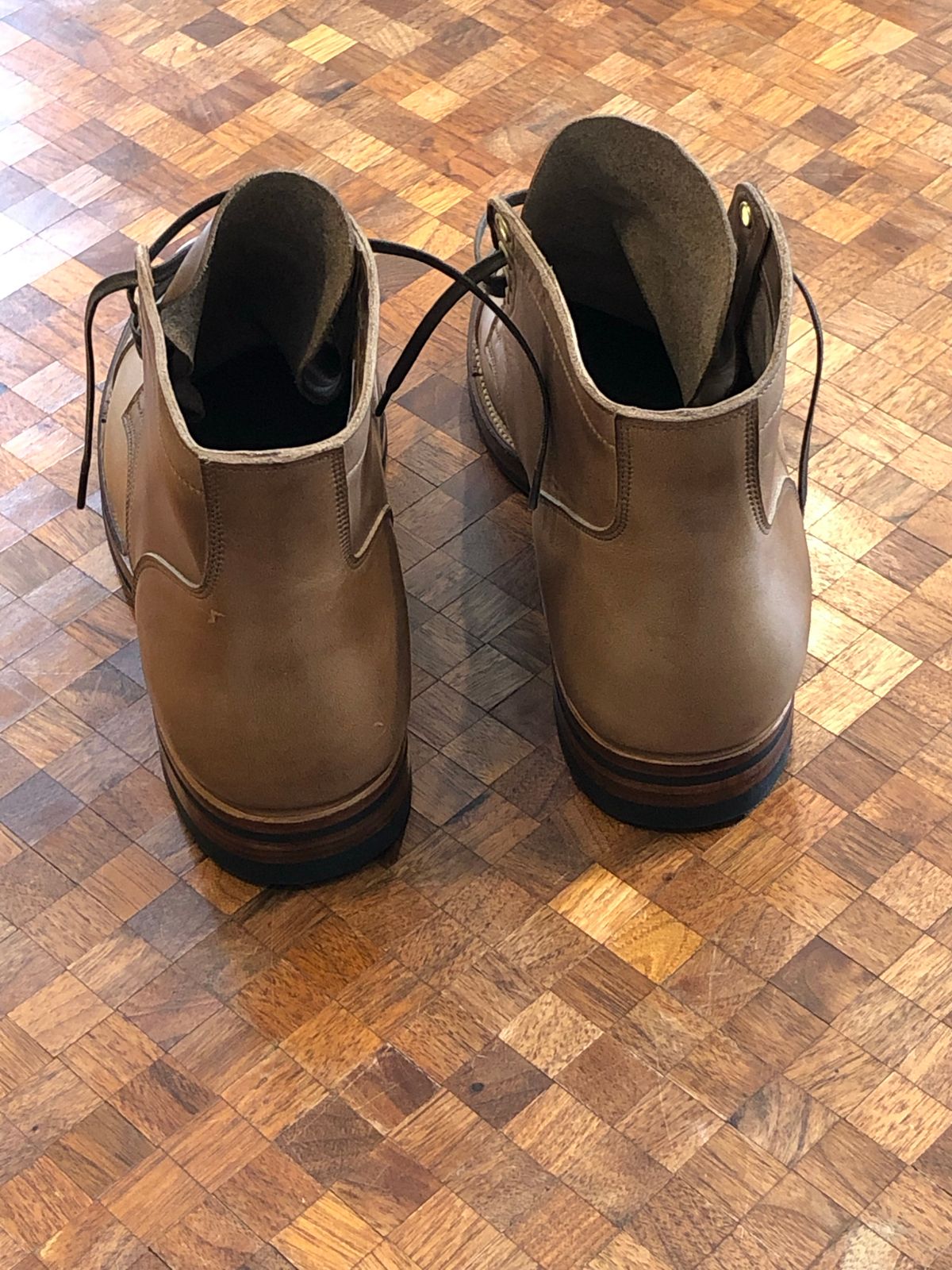 Photo by gnomon on October 5, 2022 of the Viberg Service Boot in Horween Natural Chromexcel.