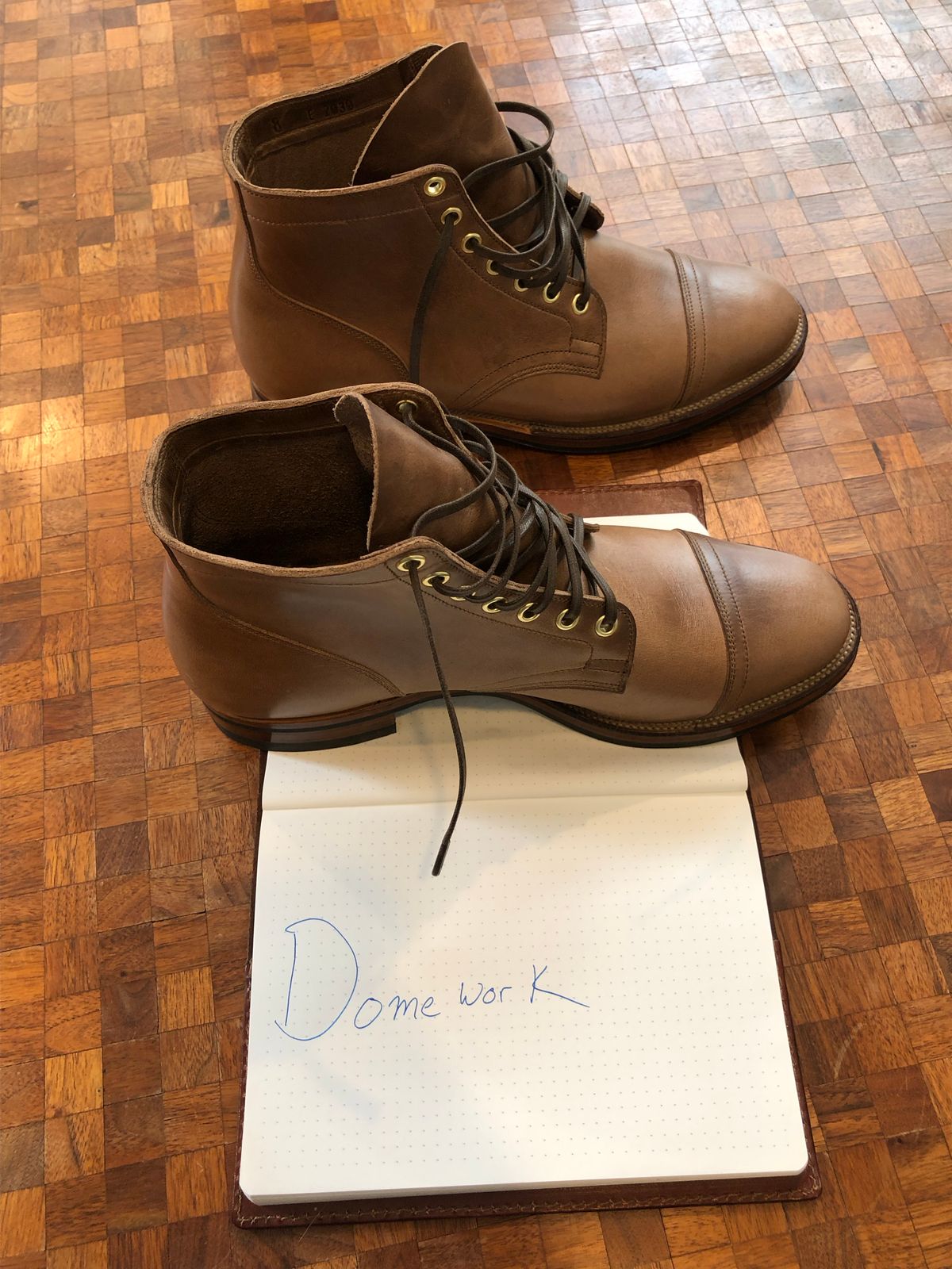Photo by gnomon on October 5, 2022 of the Viberg Service Boot in Horween Natural Chromexcel.