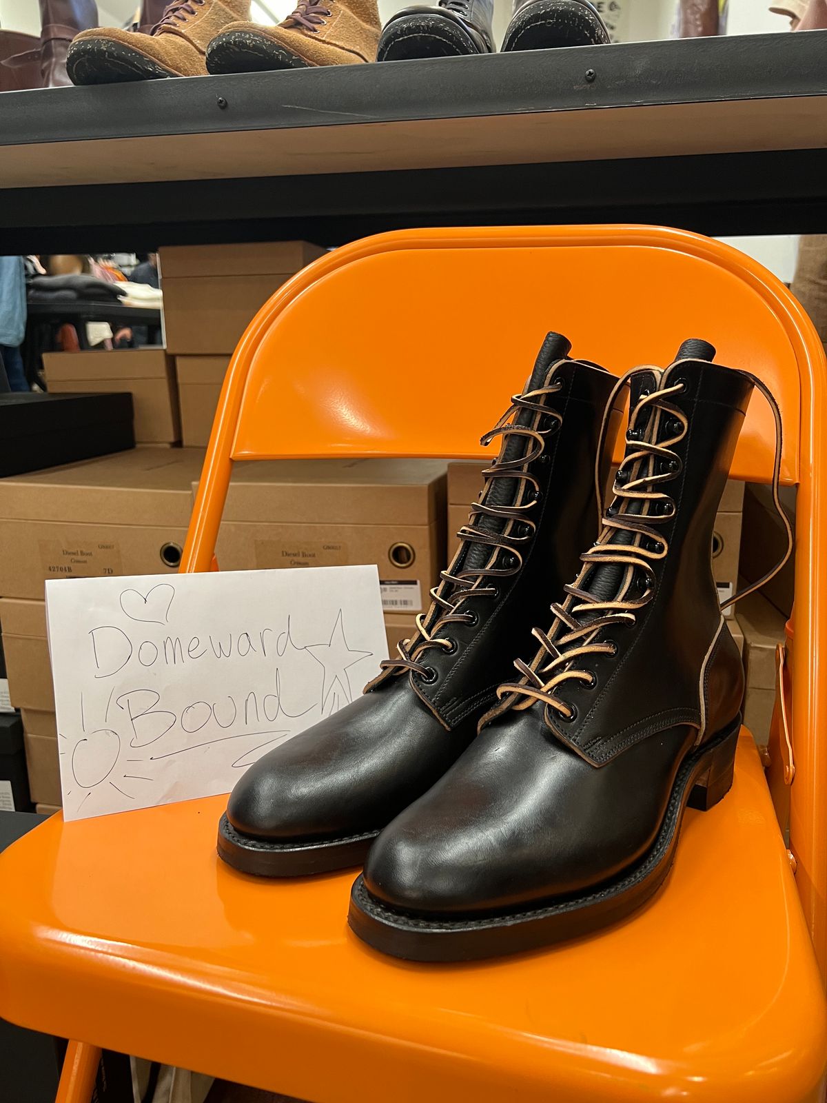 Photo by friendo on October 5, 2023 of the Rolling Dub Trio Griffin 8.5" Plain Toe Boots in Unknown Material.