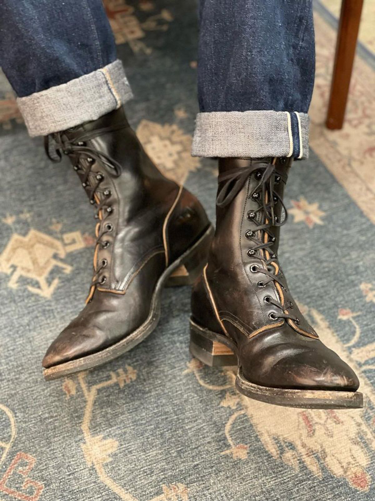 Photo by friendo on December 6, 2023 of the Rolling Dub Trio Griffin 8.5" Plain Toe Boots in Unknown Material.