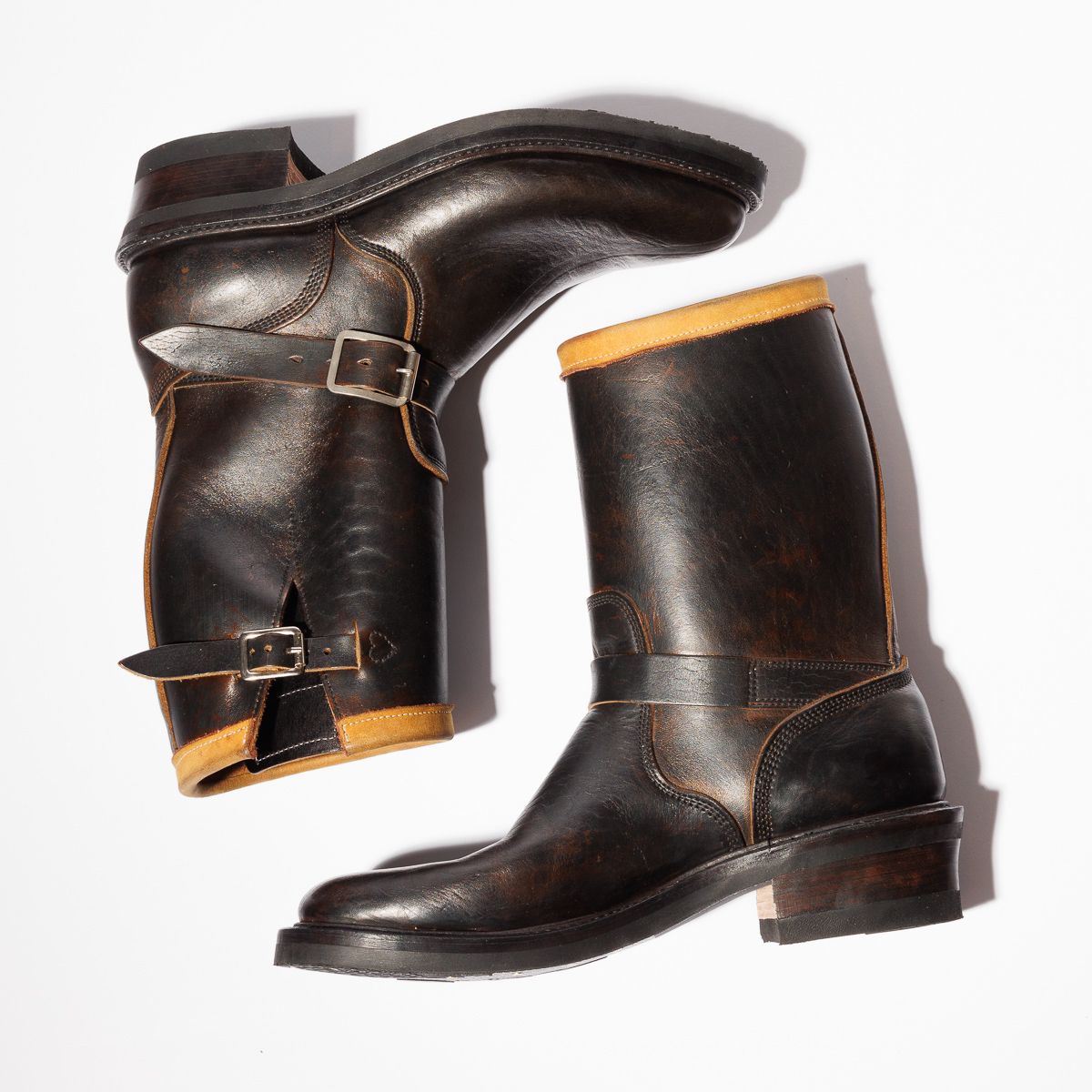 Photo by friendo on October 3, 2022 of the Role Club Anniversary Engineer Boots in Shinki Hand-Finished Black Horsehide.
