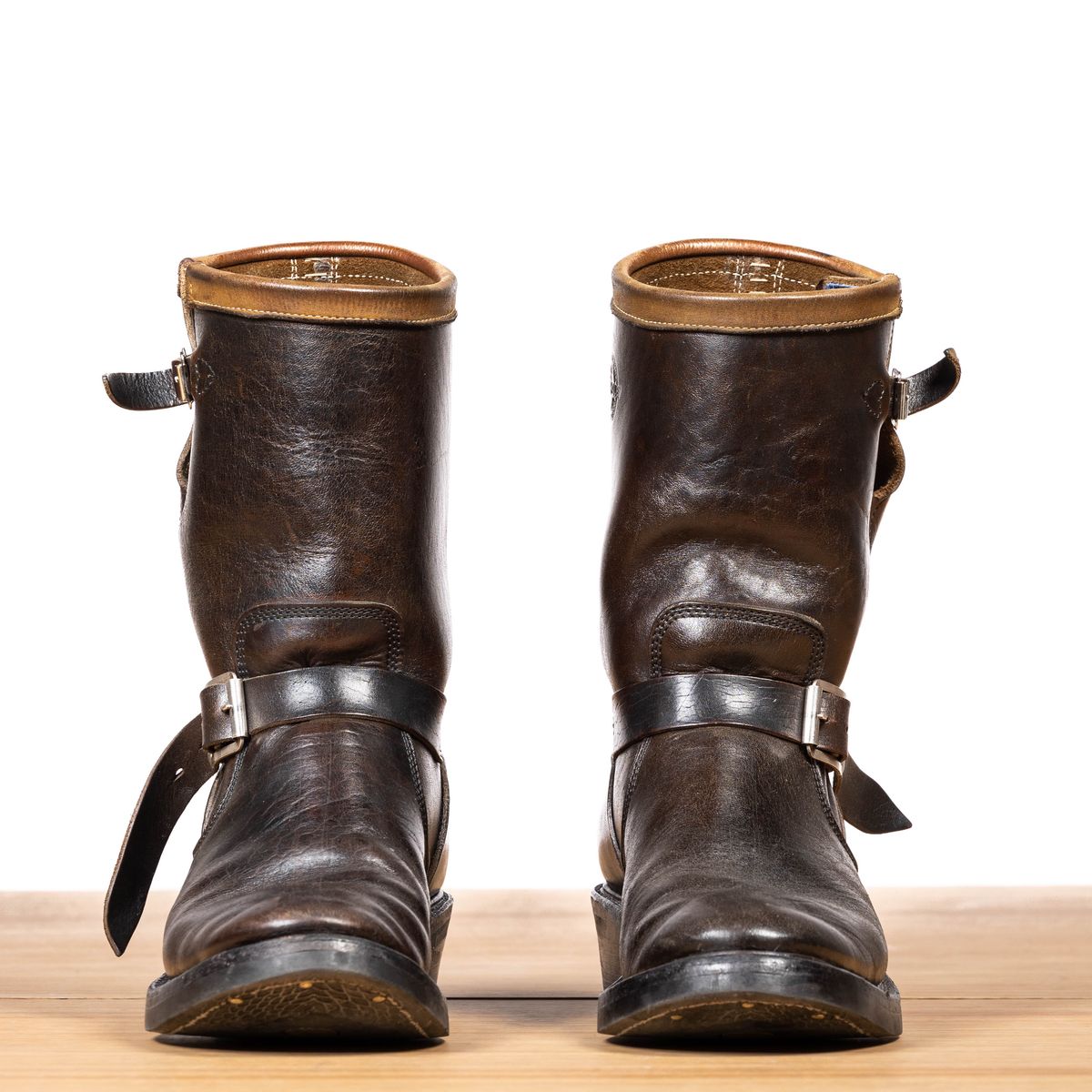 Photo by friendo on March 5, 2023 of the Role Club Anniversary Engineer Boots in Shinki Hand-Finished Black Horsehide.
