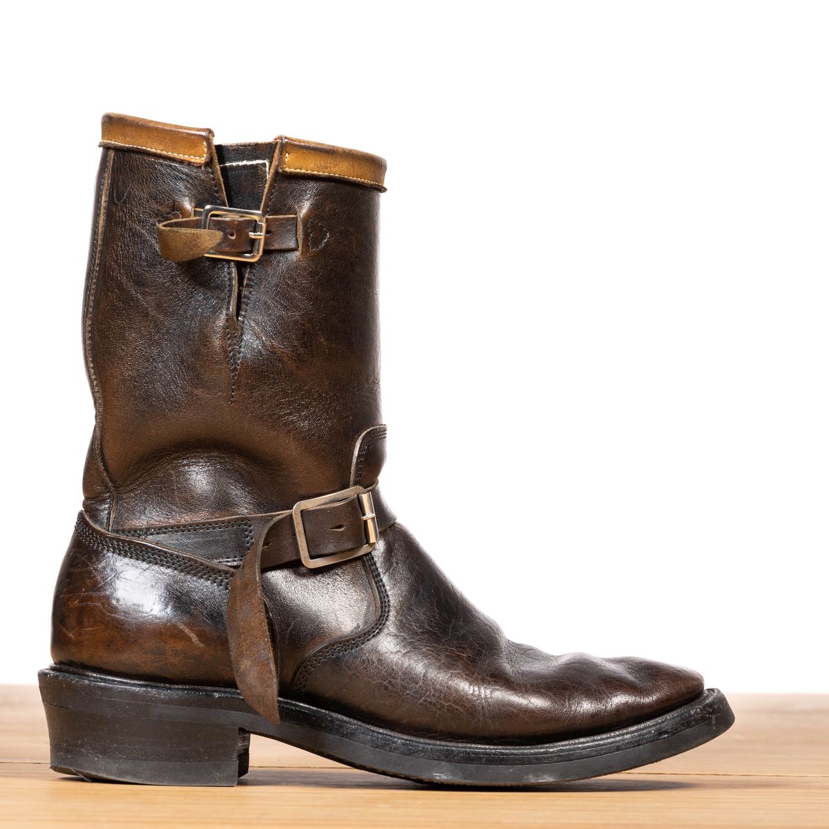 Photo by friendo on March 5, 2023 of the Role Club Anniversary Engineer Boots in Shinki Hand-Finished Black Horsehide.