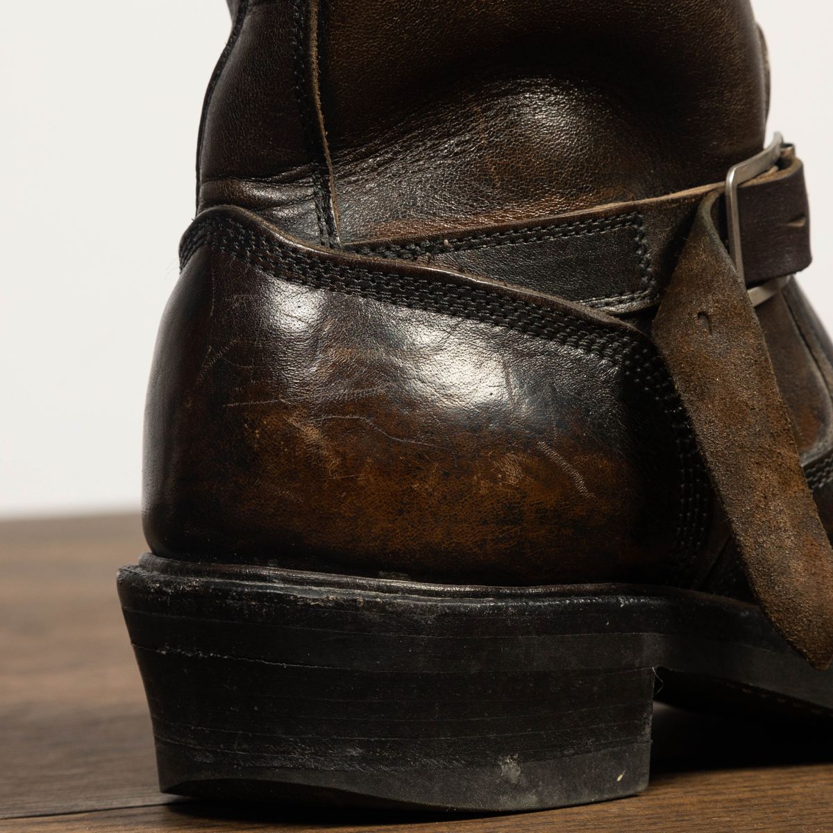 Photo by friendo on April 6, 2023 of the Role Club Anniversary Engineer Boots in Shinki Hand-Finished Black Horsehide.