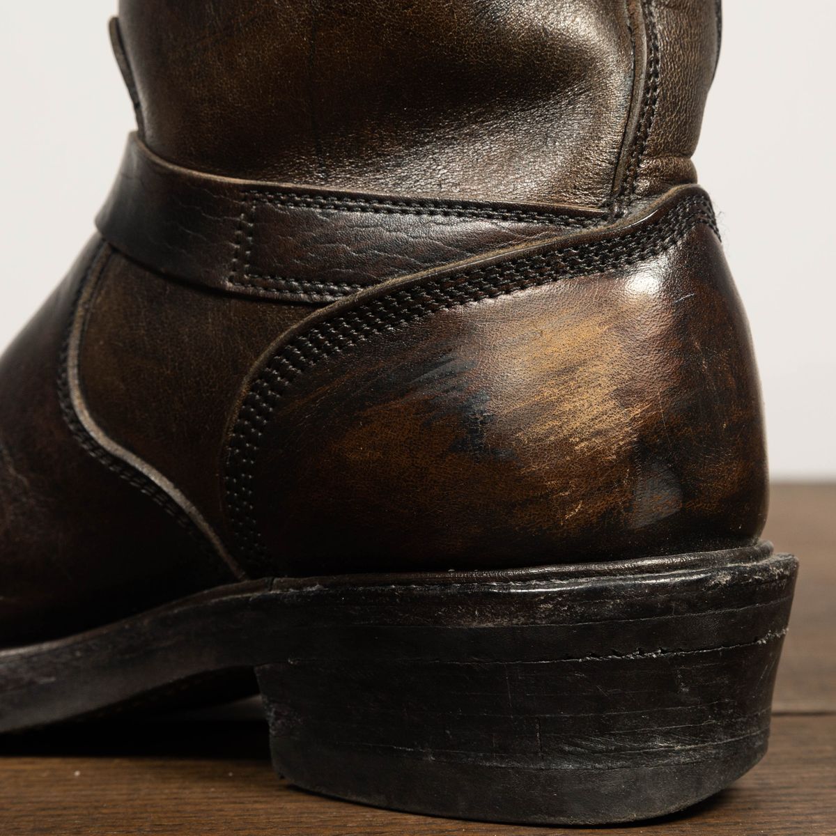Photo by friendo on April 6, 2023 of the Role Club Anniversary Engineer Boots in Shinki Hand-Finished Black Horsehide.