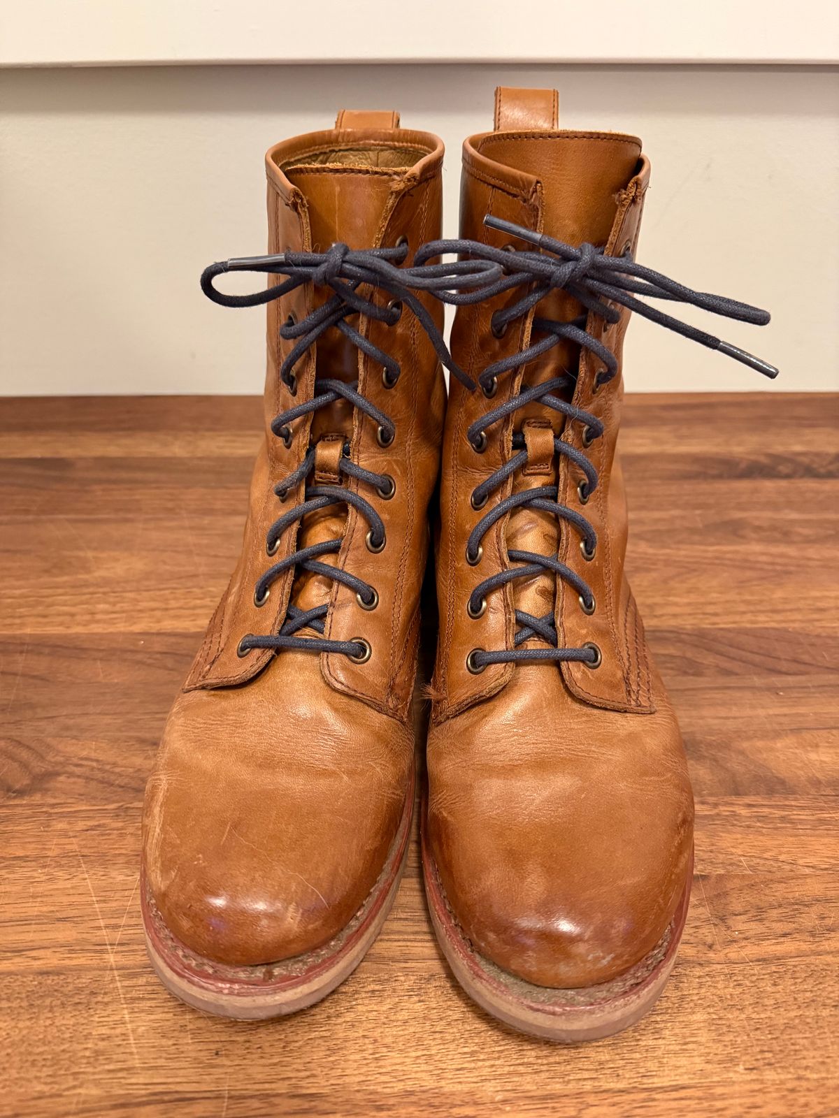Photo by npaust on January 7, 2025 of the Frye Veronica Flex Combat in Vintage Pull-up Leather.