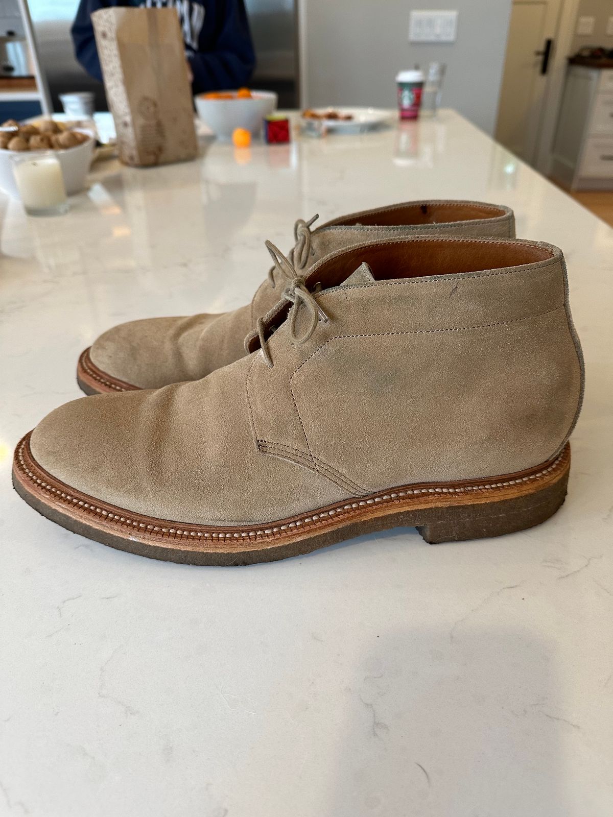 Photo by npaust on January 3, 2024 of the Grant Stone Chukka in C.F. Stead Tan Repello Calf Suede.