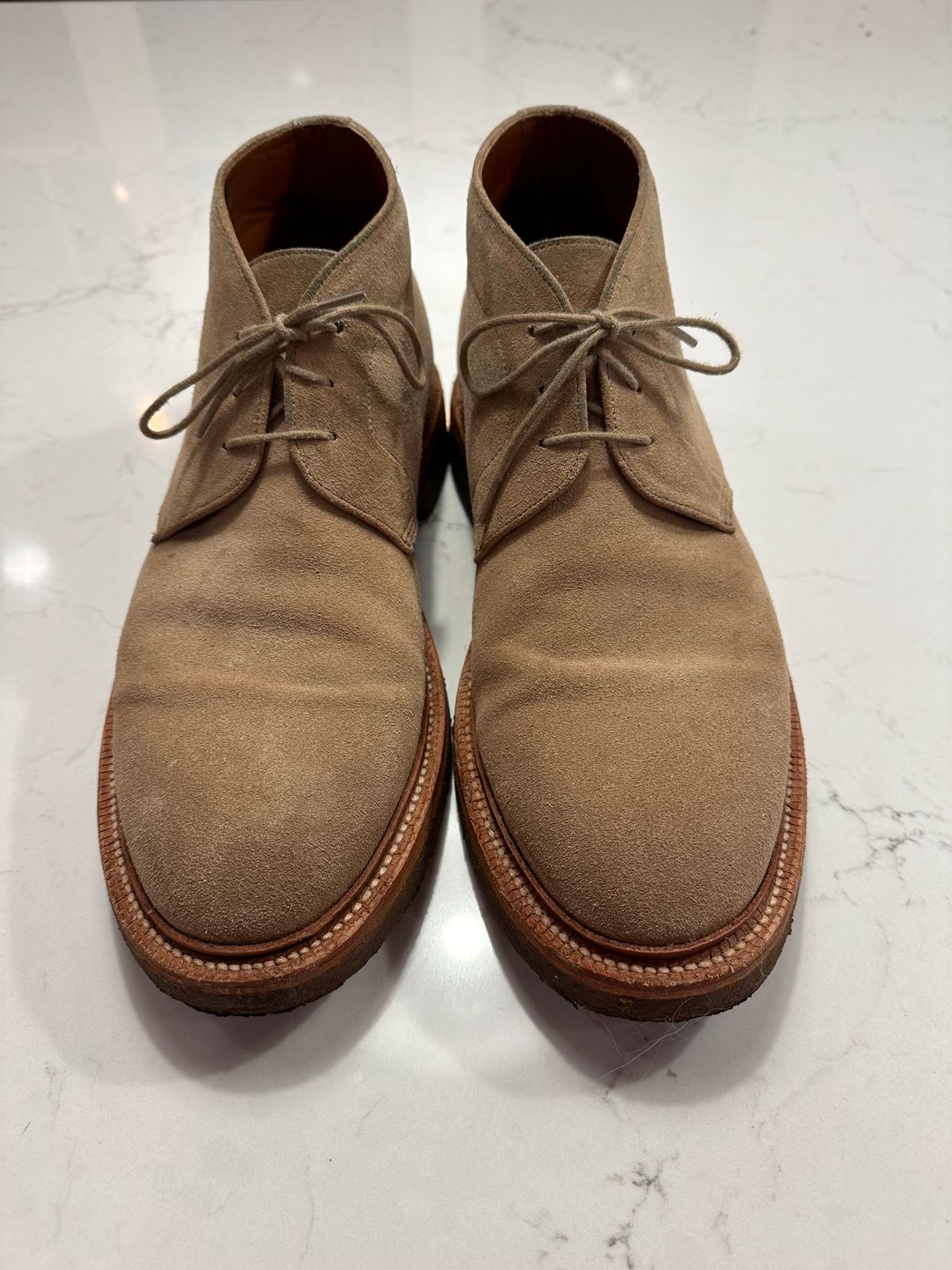 Photo by npaust on February 5, 2024 of the Grant Stone Chukka in C.F. Stead Tan Repello Calf Suede.