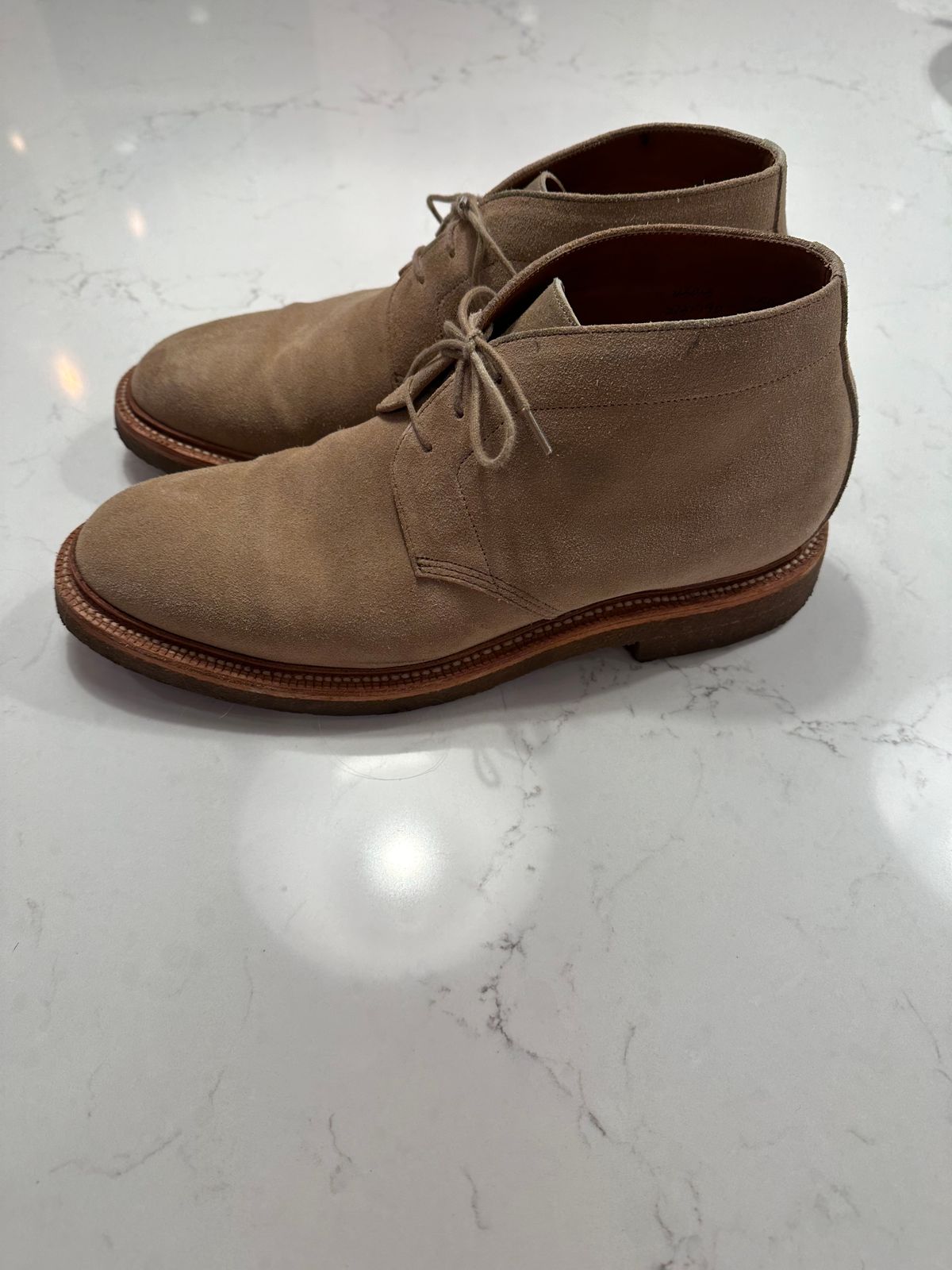 Photo by npaust on February 5, 2024 of the Grant Stone Chukka in C.F. Stead Tan Repello Calf Suede.