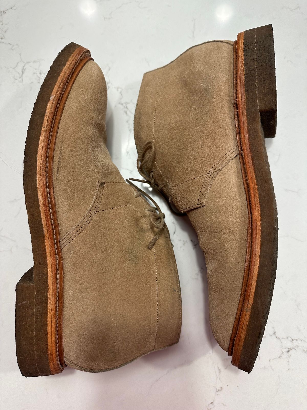 Photo by npaust on February 5, 2024 of the Grant Stone Chukka in C.F. Stead Tan Repello Calf Suede.