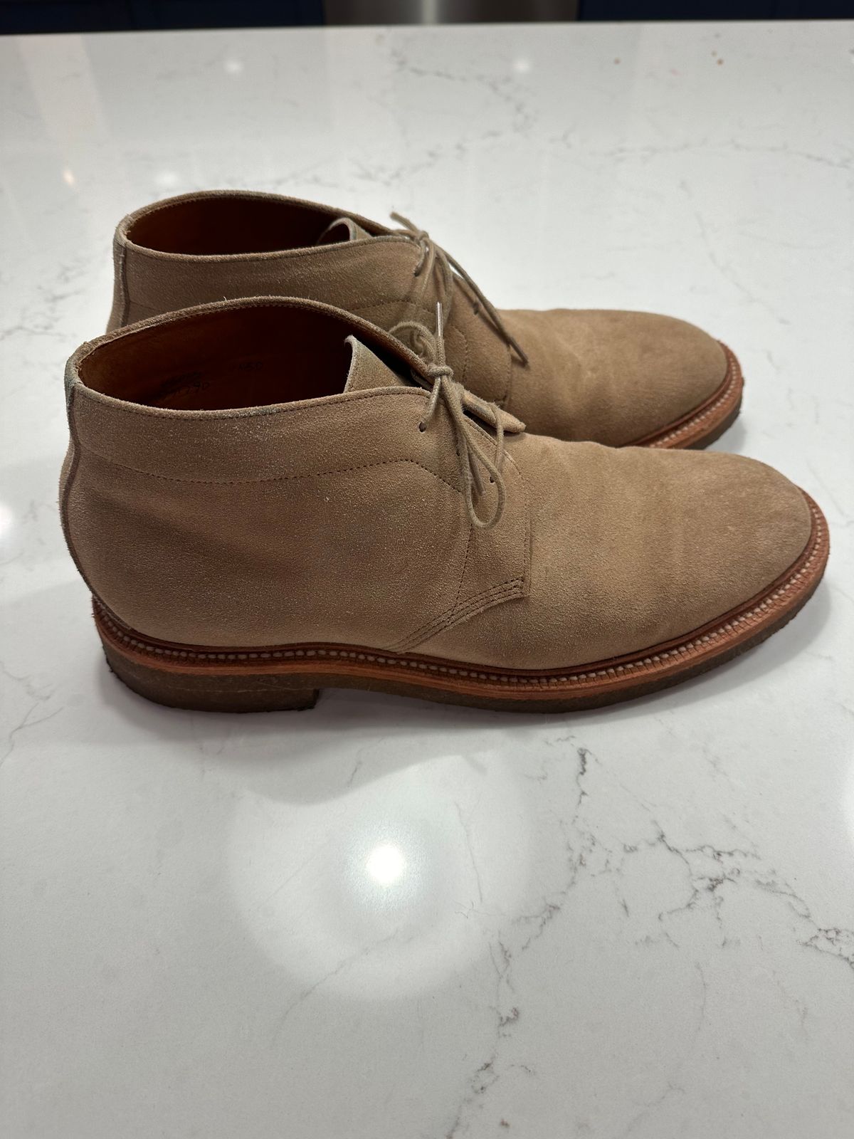 Photo by npaust on February 5, 2024 of the Grant Stone Chukka in C.F. Stead Tan Repello Calf Suede.