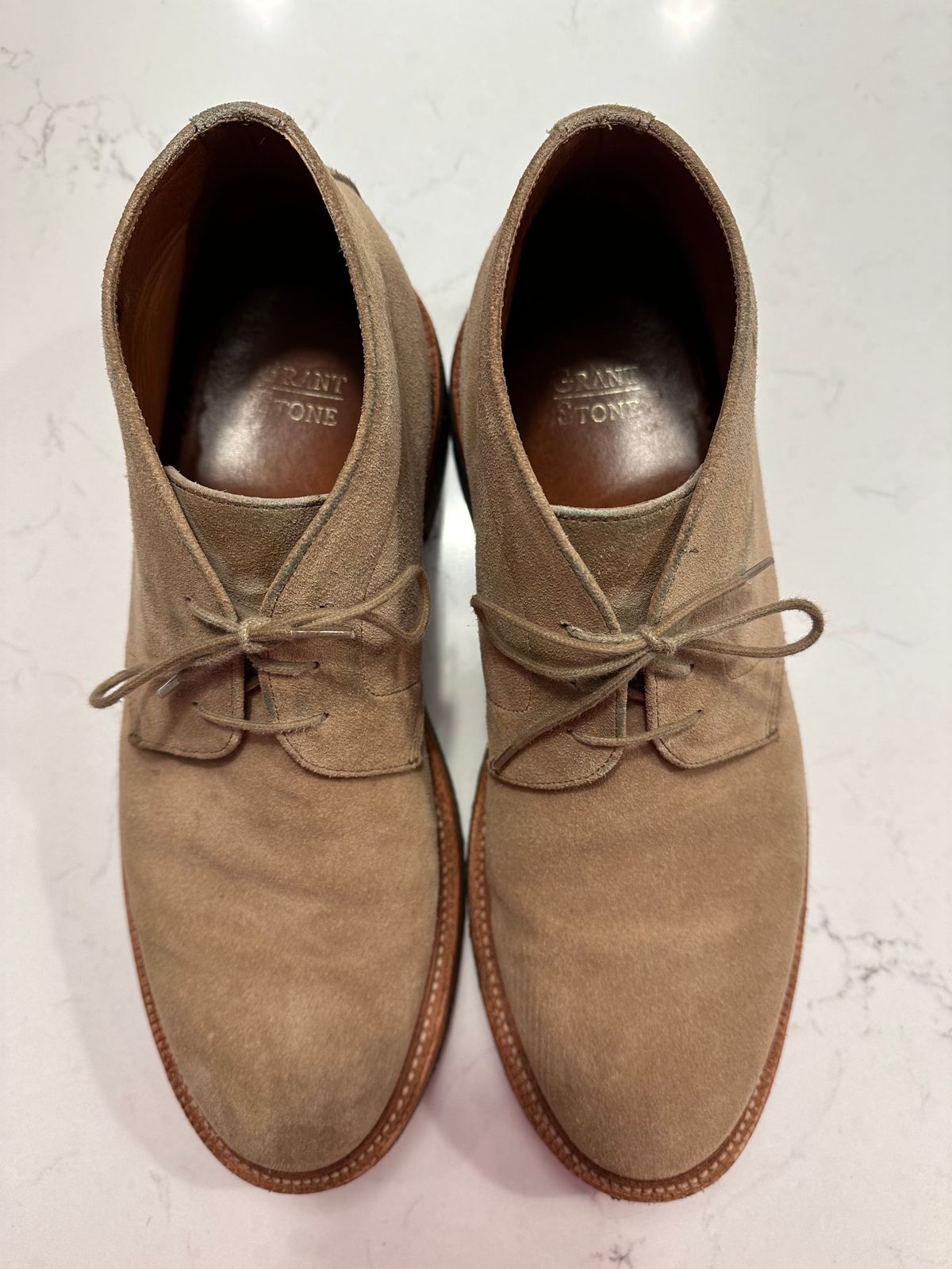 Photo by npaust on February 5, 2024 of the Grant Stone Chukka in C.F. Stead Tan Repello Calf Suede.