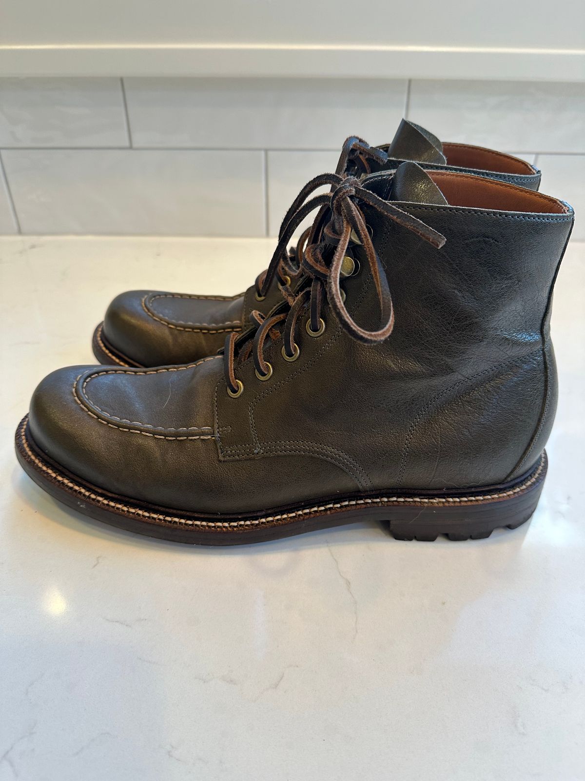 Photo by npaust on November 4, 2024 of the Grant Stone Brass Boot in Incas Jungle Kangaroo.