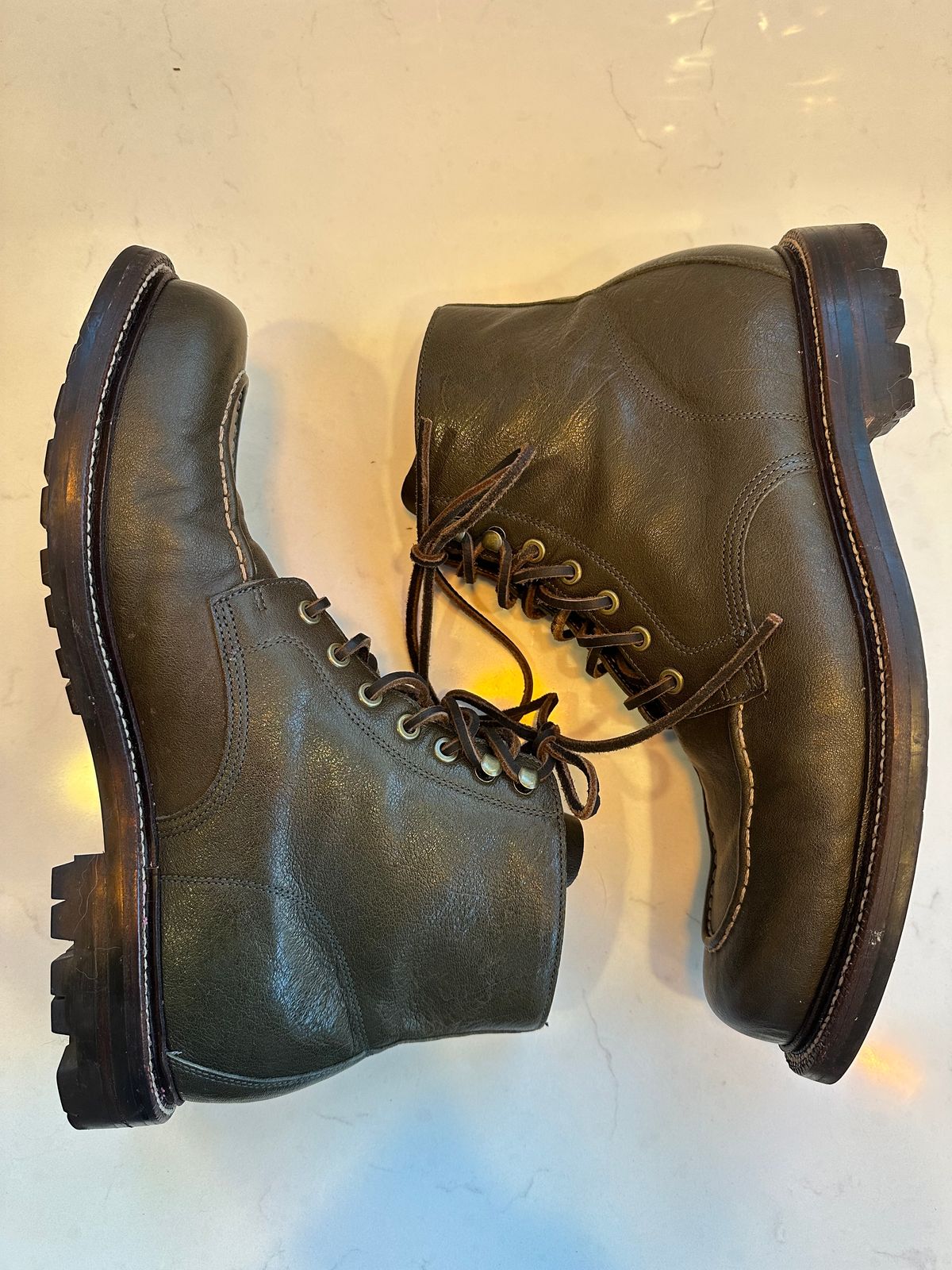 Photo by npaust on November 4, 2024 of the Grant Stone Brass Boot in Incas Jungle Kangaroo.