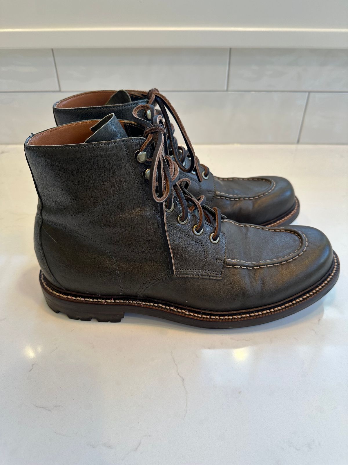 Photo by npaust on November 4, 2024 of the Grant Stone Brass Boot in Incas Jungle Kangaroo.
