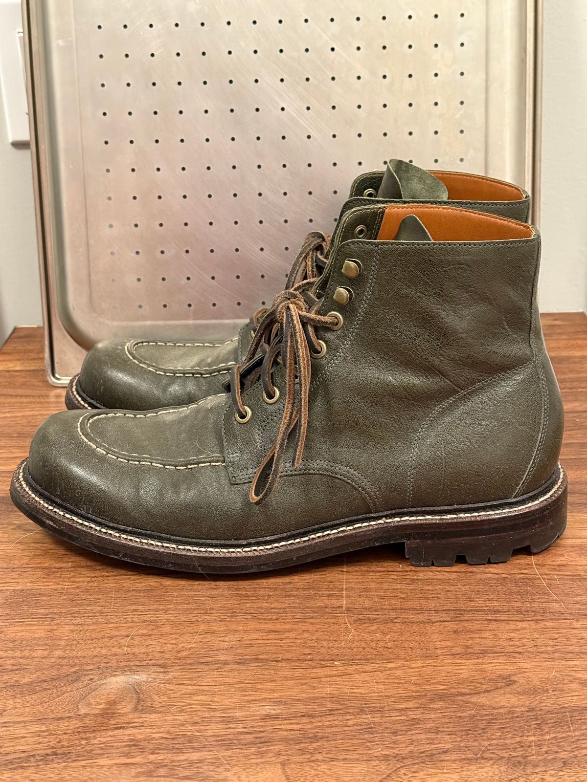 Photo by npaust on February 5, 2025 of the Grant Stone Brass Boot in Incas Jungle Kangaroo.
