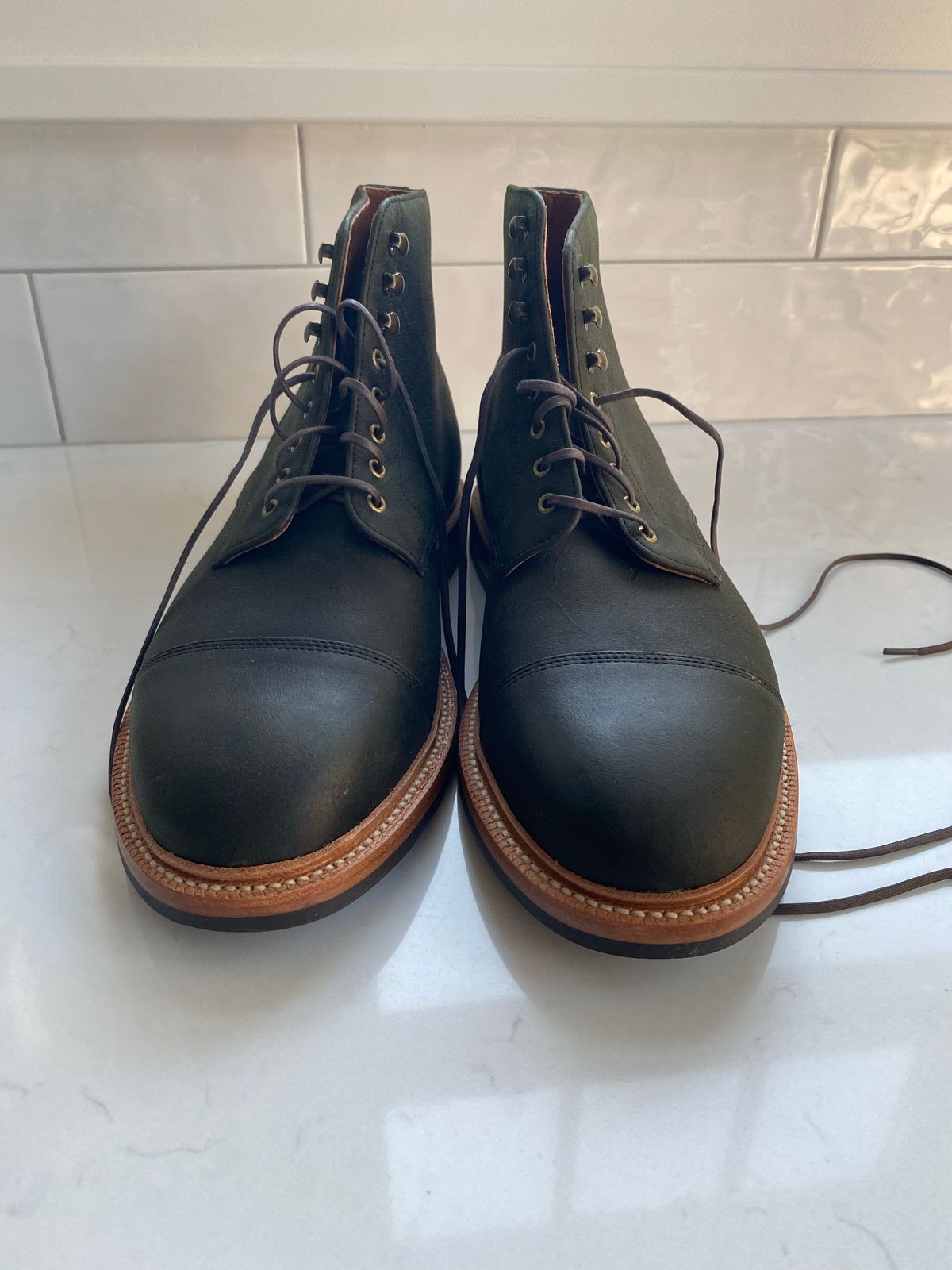 Photo by npaust on October 3, 2022 of the Grant Stone Cap Toe Boot in C.F. Stead Forest Kudu.