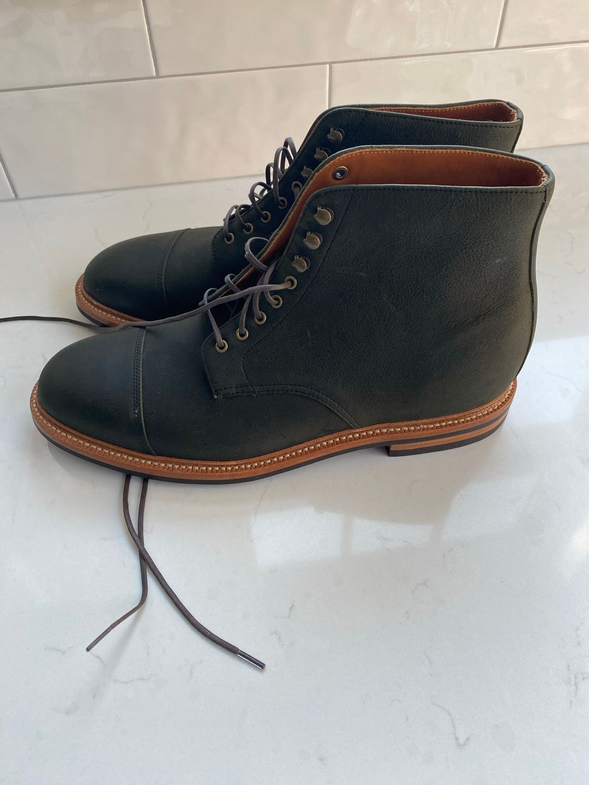 Photo by npaust on October 3, 2022 of the Grant Stone Cap Toe Boot in C.F. Stead Forest Kudu.