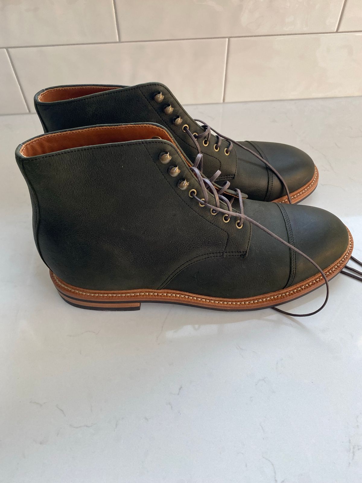 Photo by npaust on October 3, 2022 of the Grant Stone Cap Toe Boot in C.F. Stead Forest Kudu.