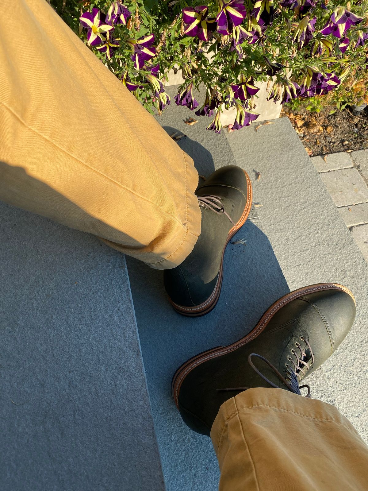 Photo by npaust on October 3, 2022 of the Grant Stone Cap Toe Boot in C.F. Stead Forest Kudu.