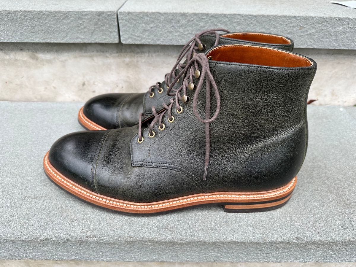 Photo by npaust on November 3, 2022 of the Grant Stone Cap Toe Boot in C.F. Stead Forest Kudu.