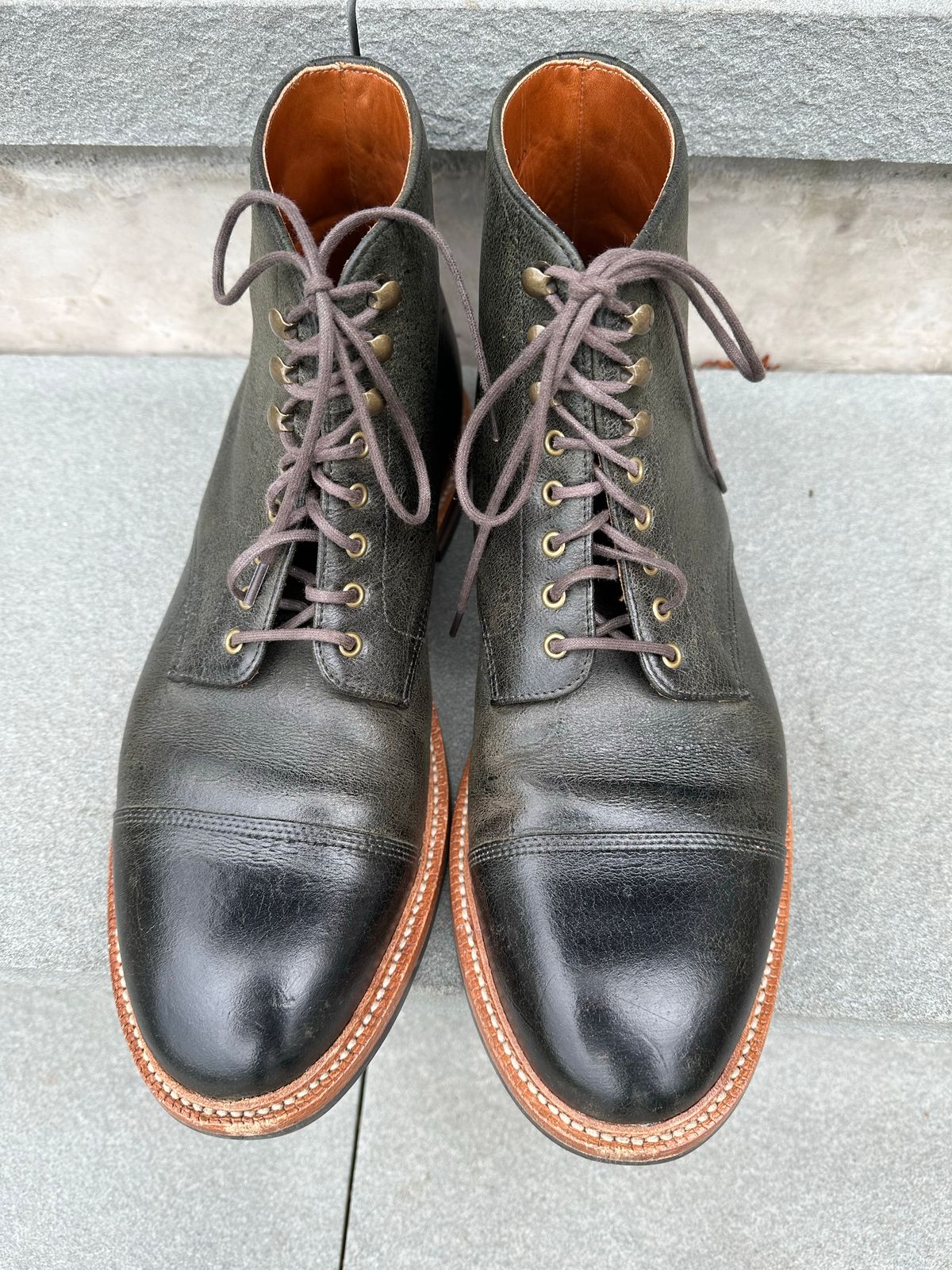 Photo by npaust on November 3, 2022 of the Grant Stone Cap Toe Boot in C.F. Stead Forest Kudu.
