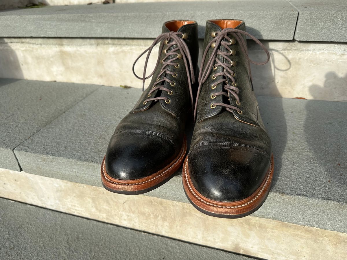 Photo by npaust on December 2, 2022 of the Grant Stone Cap Toe Boot in C.F. Stead Forest Kudu.