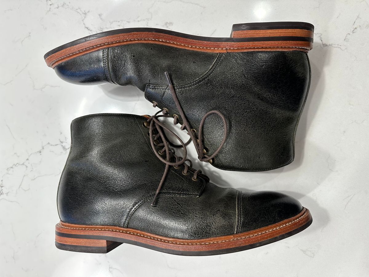 Photo by npaust on January 5, 2023 of the Grant Stone Cap Toe Boot in C.F. Stead Forest Kudu.