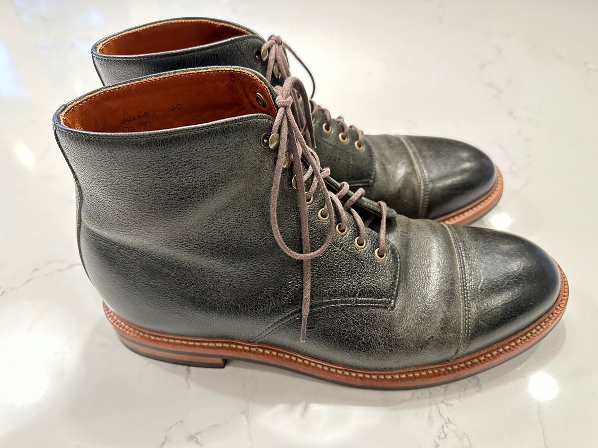 Photo by npaust on January 5, 2023 of the Grant Stone Cap Toe Boot in C.F. Stead Forest Kudu.