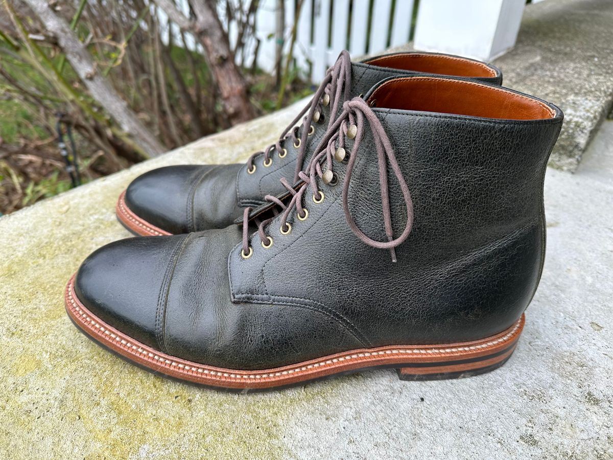 Photo by npaust on February 4, 2023 of the Grant Stone Cap Toe Boot in C.F. Stead Forest Kudu.