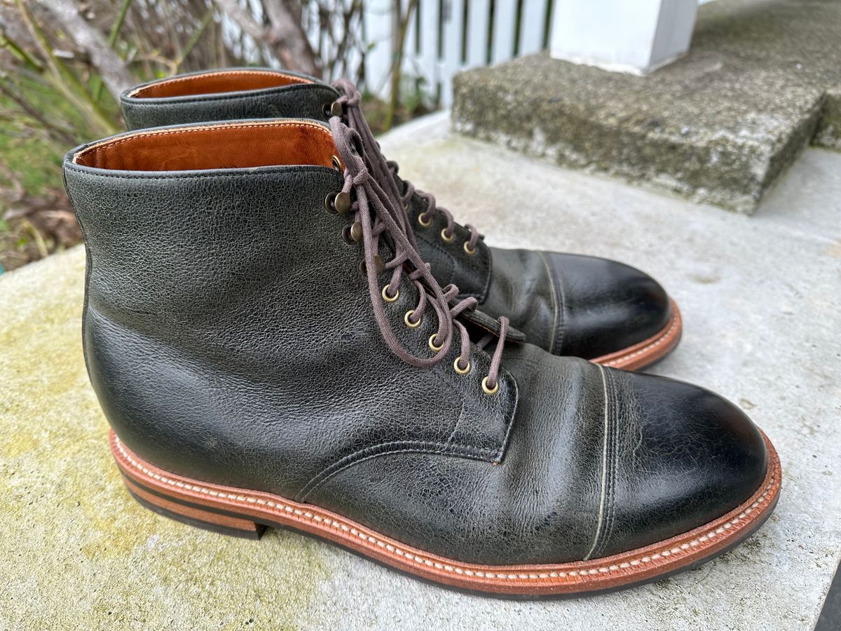 Photo by npaust on February 4, 2023 of the Grant Stone Cap Toe Boot in C.F. Stead Forest Kudu.