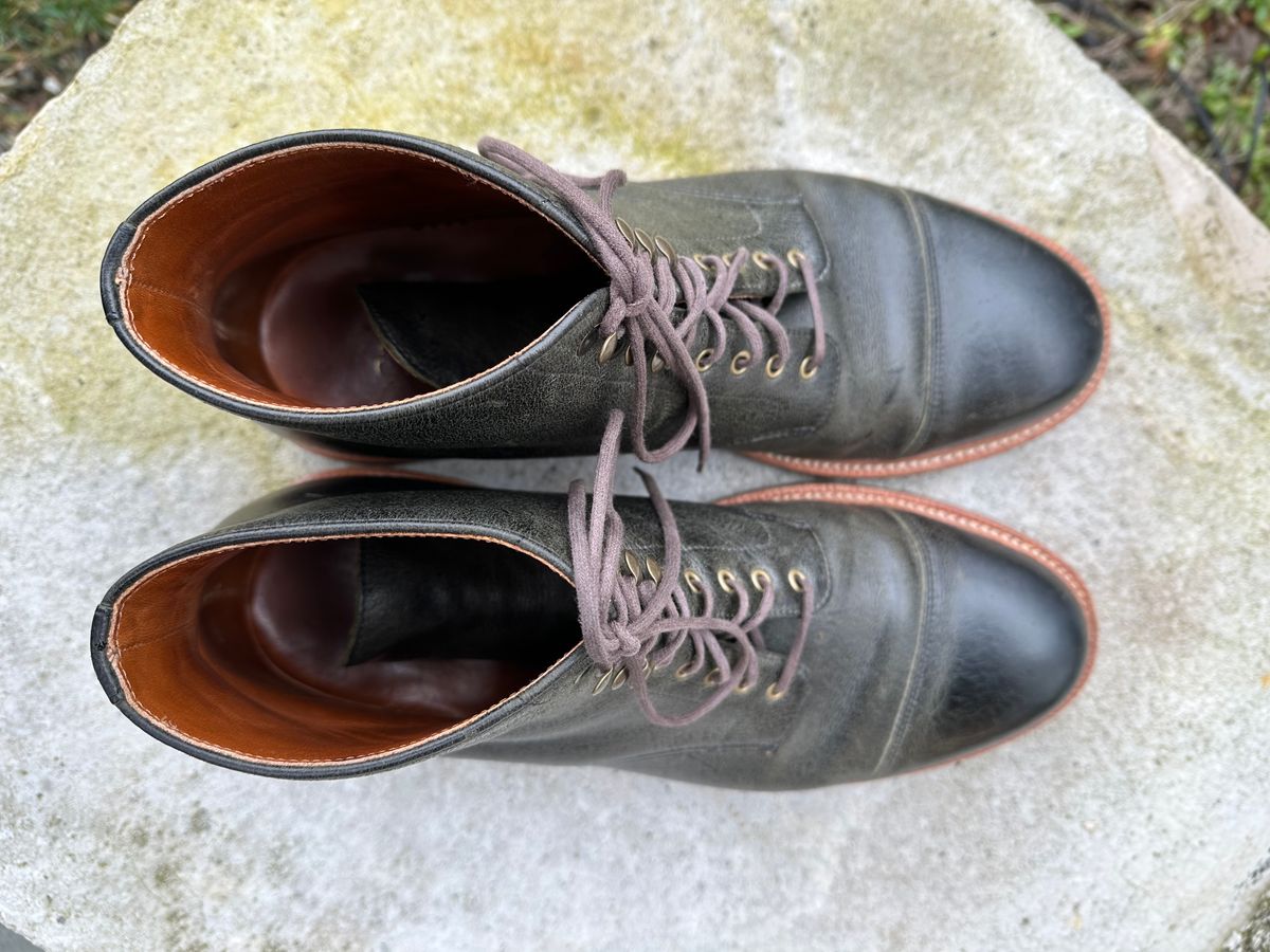 Photo by npaust on February 4, 2023 of the Grant Stone Cap Toe Boot in C.F. Stead Forest Kudu.
