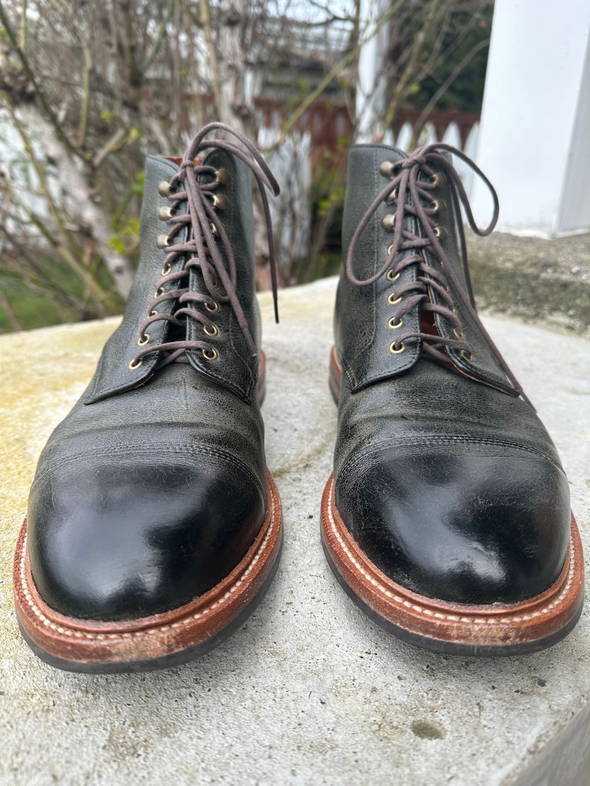 Photo by npaust on March 1, 2023 of the Grant Stone Cap Toe Boot in C.F. Stead Forest Kudu.