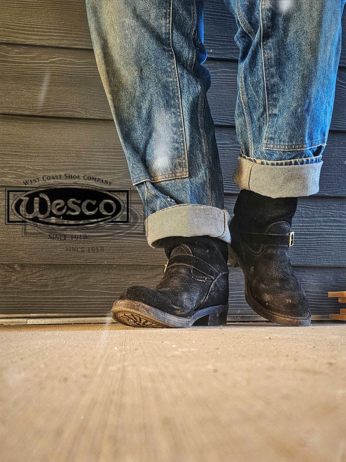 Photo by nobnix on May 28, 2025 of the Wesco Boss Engineer Boot in Black Roughout.