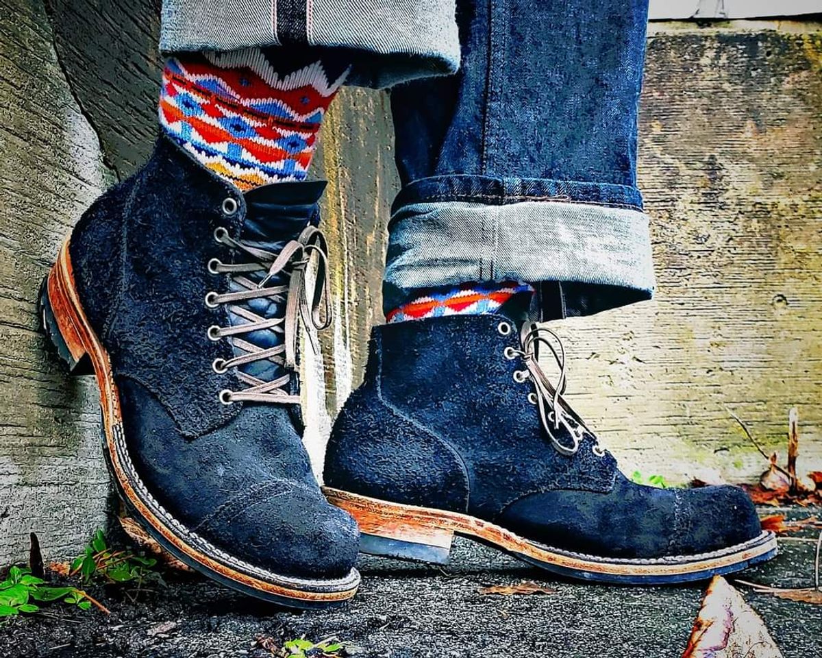 Photo by nobnix on September 24, 2024 of the Viberg Service Boot in Seidel Black Oil Tan Roughout.