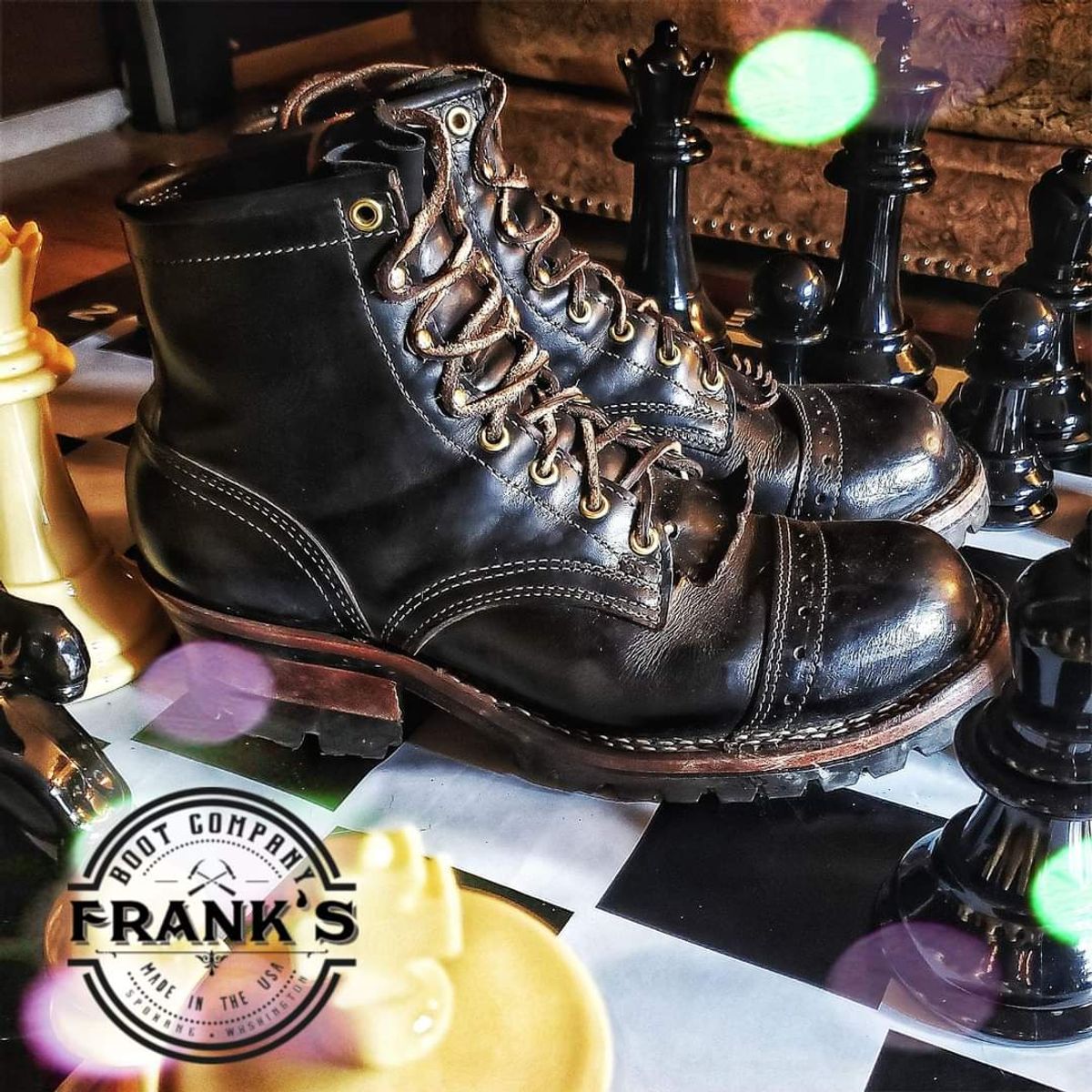 Photo by nobnix on September 24, 2024 of the Frank's Boots in Horween Black Chromexcel.