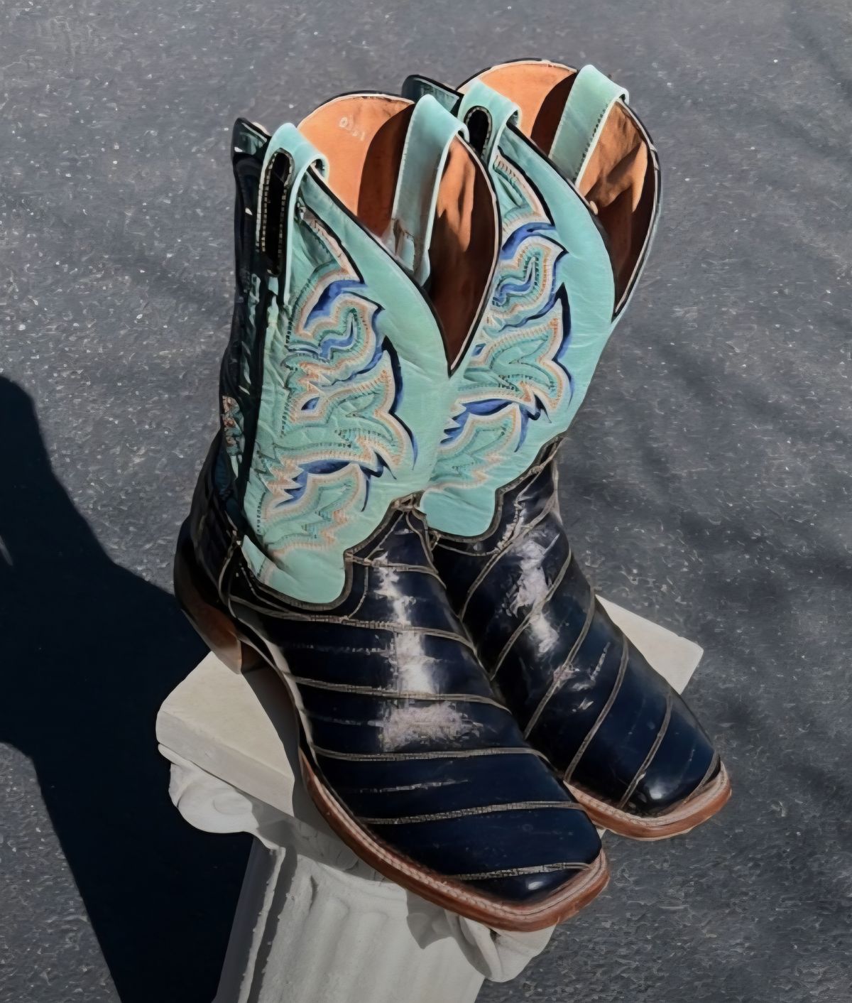 Photo by nobnix on May 7, 2025 of the Dan Post Square Toe Eel in Navy Eel.