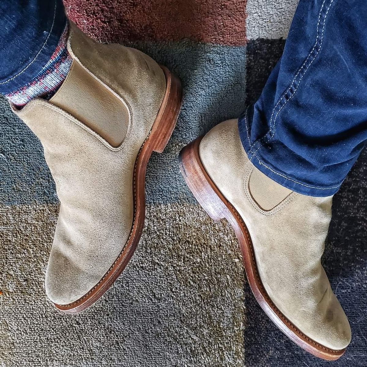 Photo by nobnix on September 24, 2024 of the Viberg Chelsea in C.F. Stead Milkshake Calf Suede.