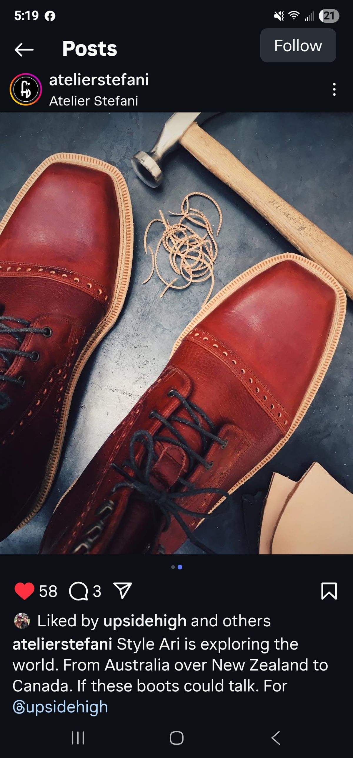 Photo by nobnix on June 22, 2025 of the Atelier Stefani ARI boot. in Italian Sourced Leather From Small Tanneries.