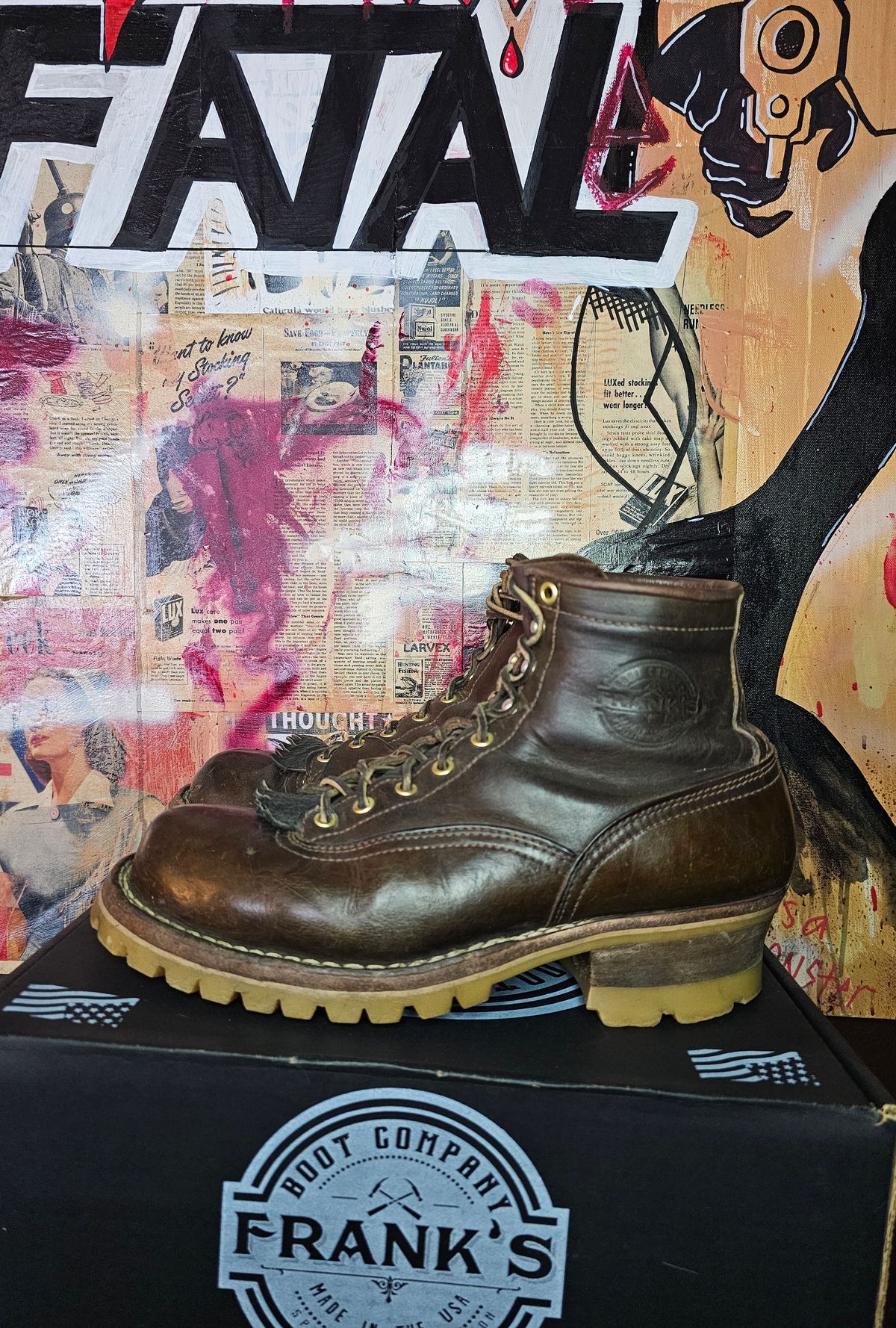 Photo by nobnix on April 2, 2023 of the Frank's Boots Lace-To-Toe in Wickett & Craig Olive English Bridle.