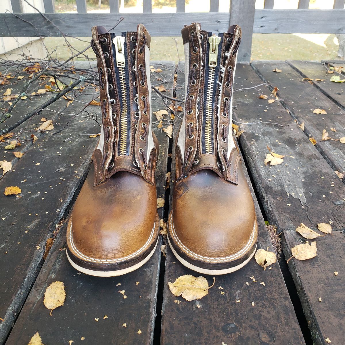 Photo by nobnix on October 2, 2022 of the Frank's Boots Ryker AT in Arif & Sons Hand Waxed Antique Brown.
