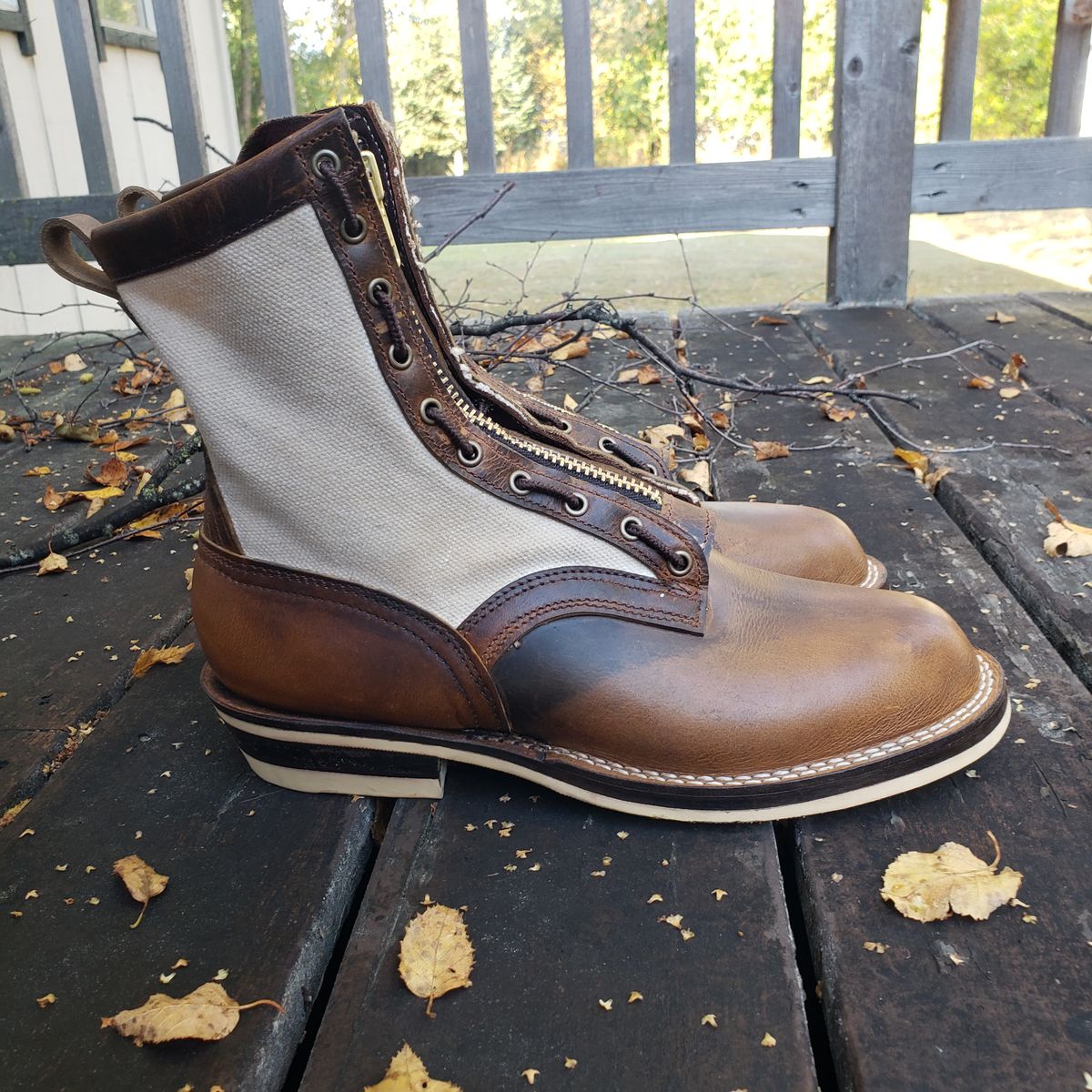 Photo by nobnix on October 2, 2022 of the Frank's Boots Ryker AT in Arif & Sons Hand Waxed Antique Brown.