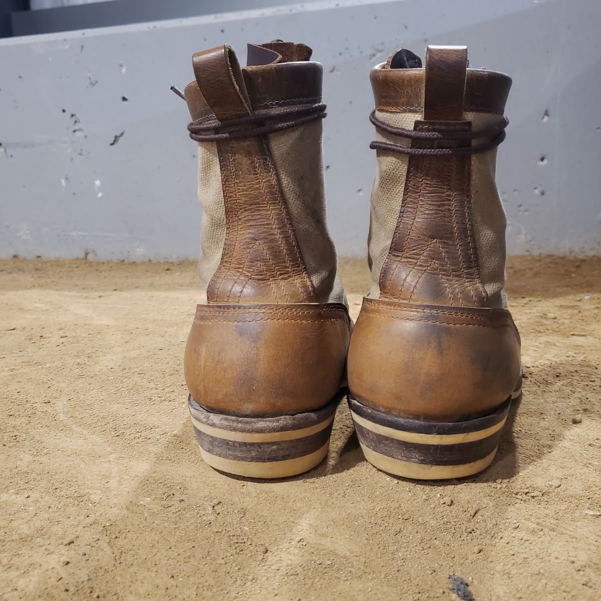 Photo by nobnix on November 1, 2022 of the Frank's Boots Ryker AT in Arif & Sons Hand Waxed Antique Brown.