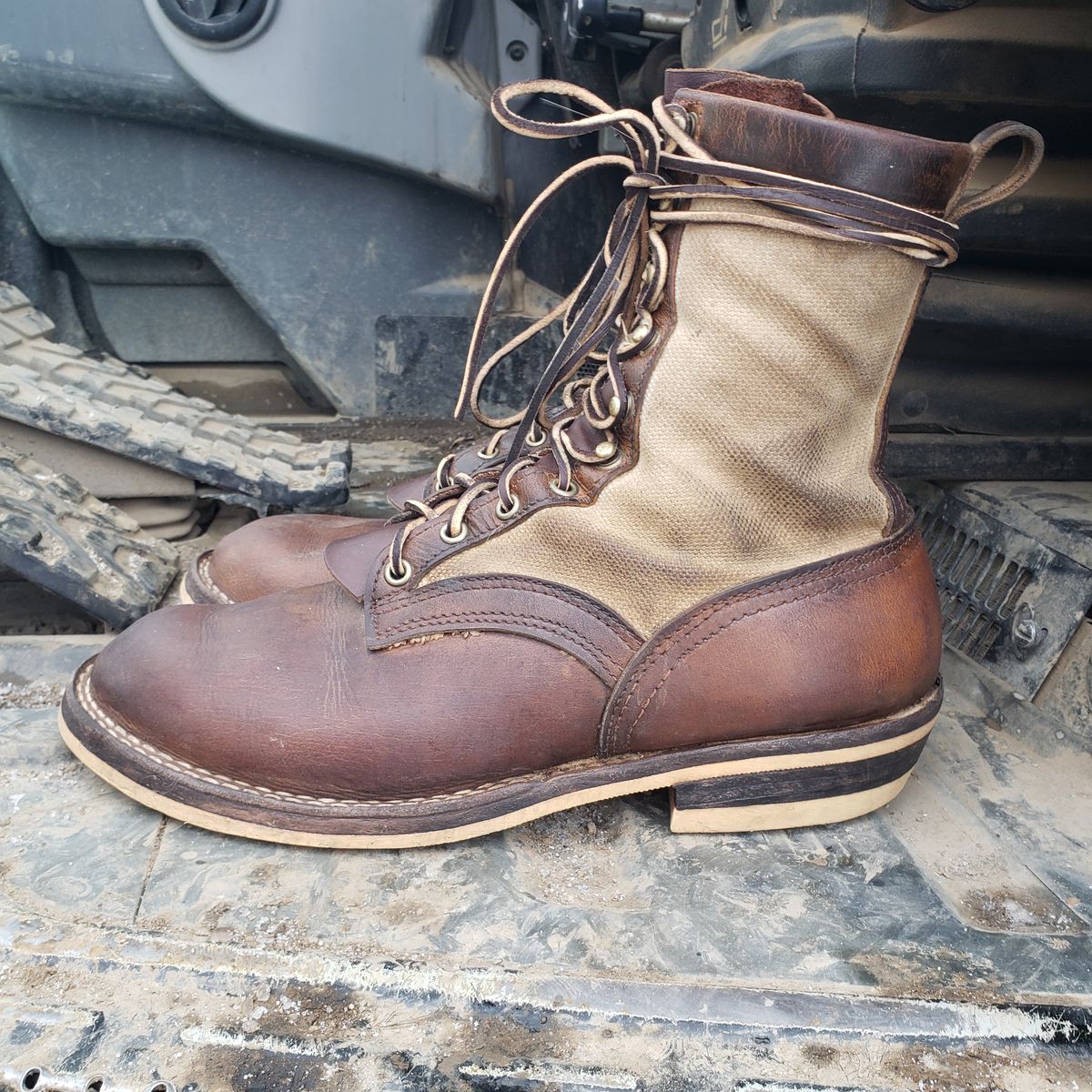 Photo by nobnix on December 5, 2022 of the Frank's Boots Ryker AT in Arif & Sons Hand Waxed Antique Brown.