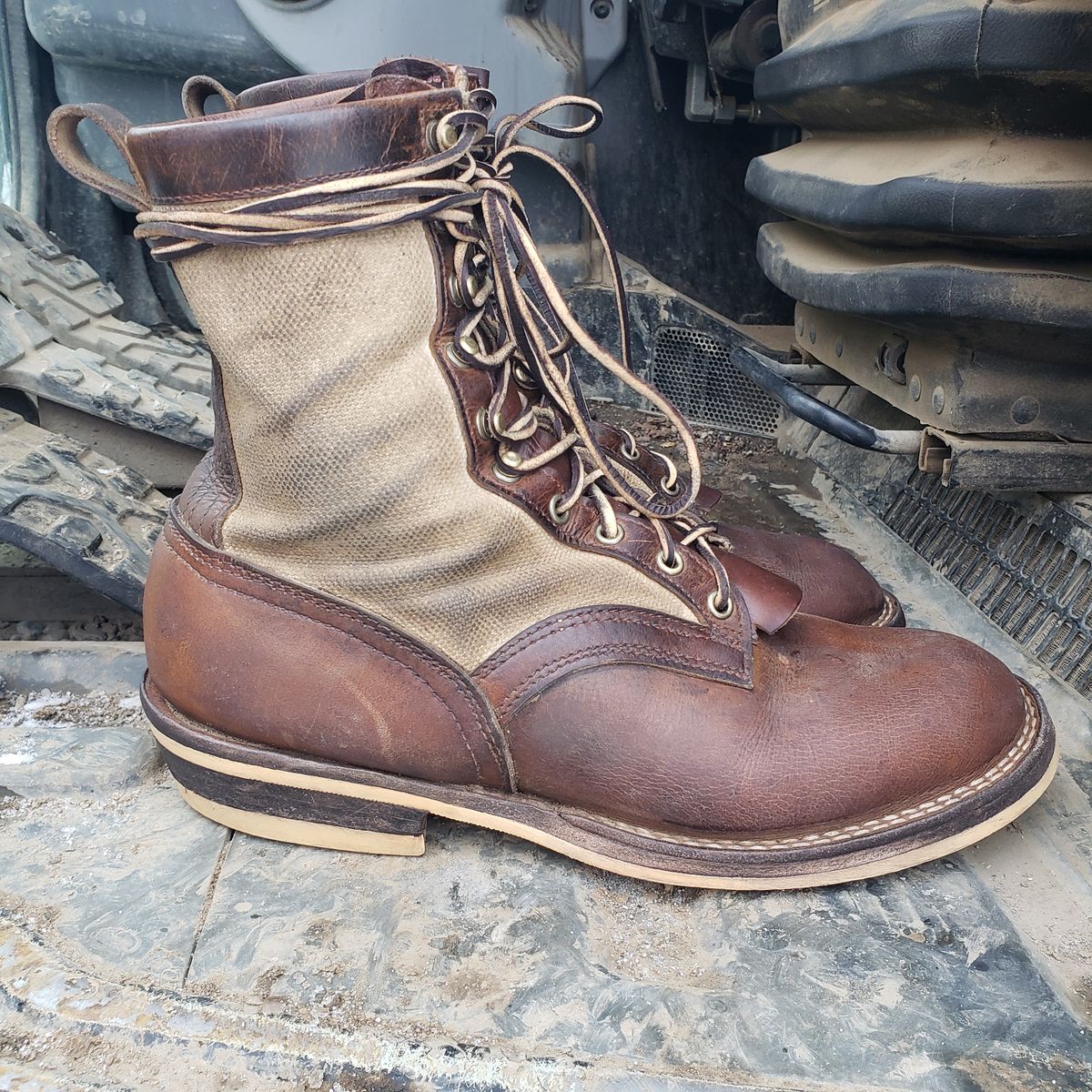 Photo by nobnix on December 5, 2022 of the Frank's Boots Ryker AT in Arif & Sons Hand Waxed Antique Brown.